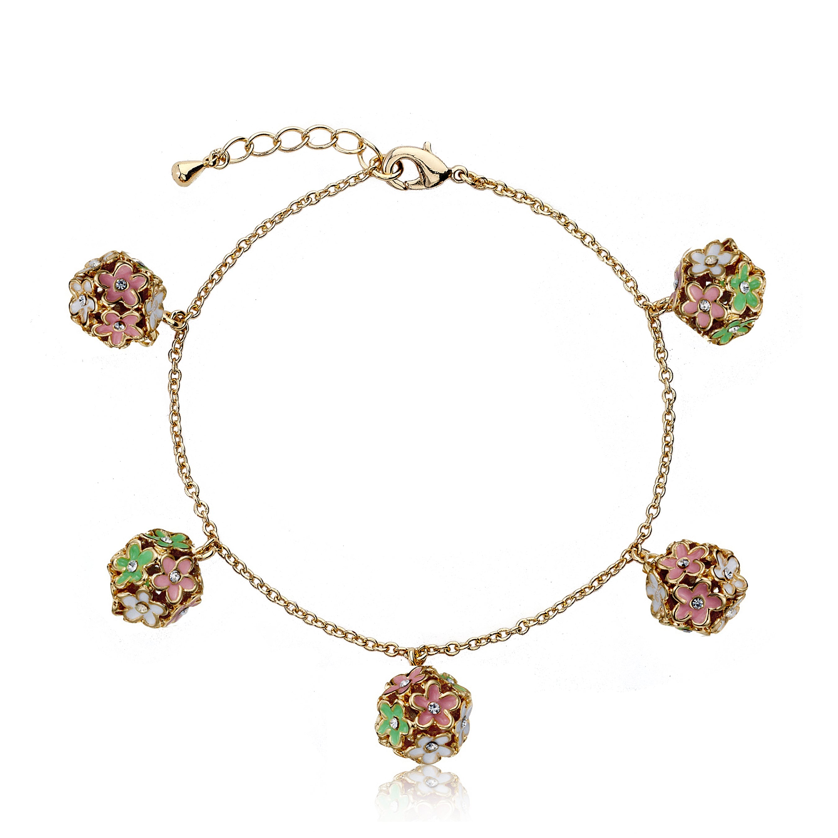 Enamel Flower Cluster Ball Bracelet