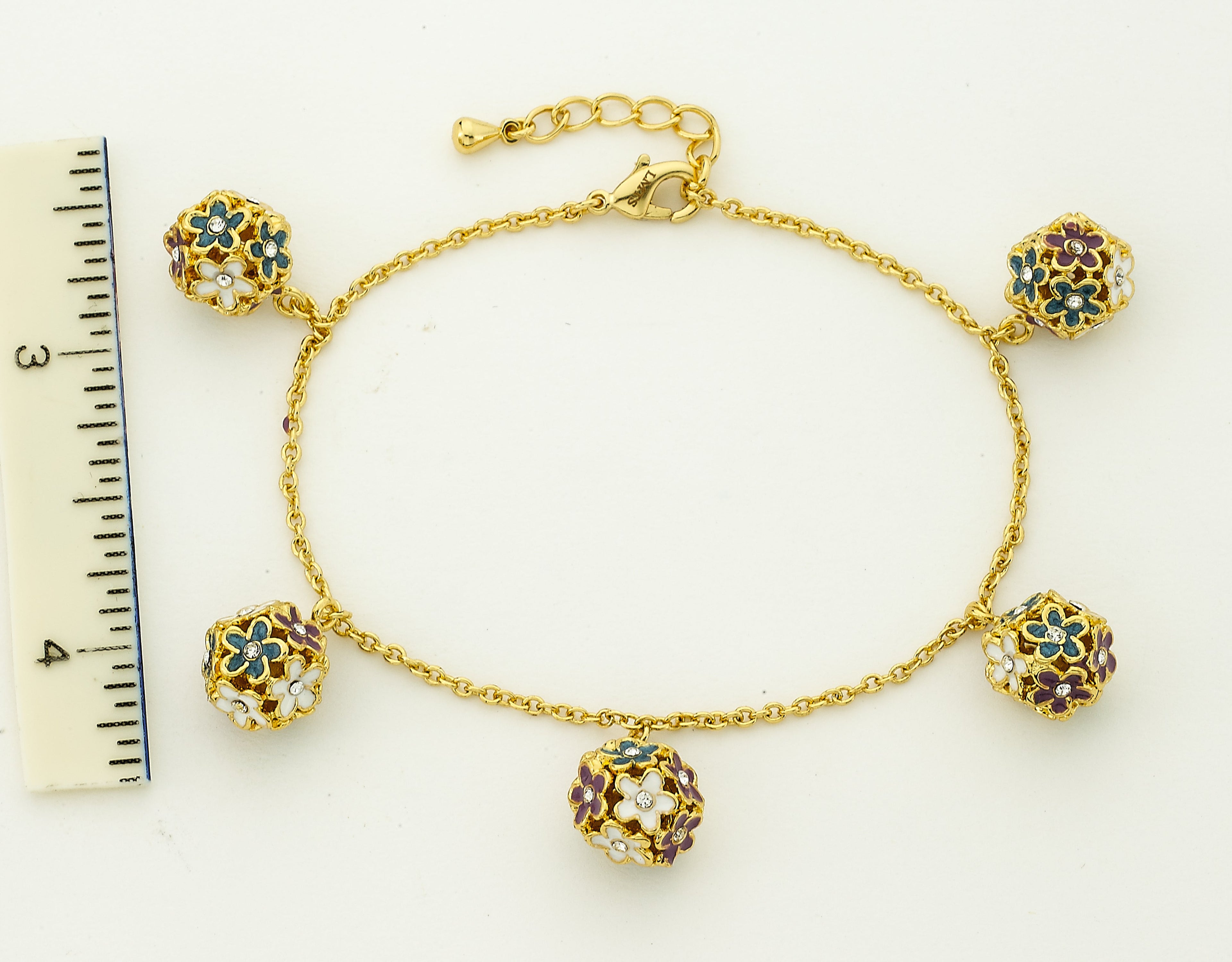 Enamel Flower Cluster Ball Bracelet