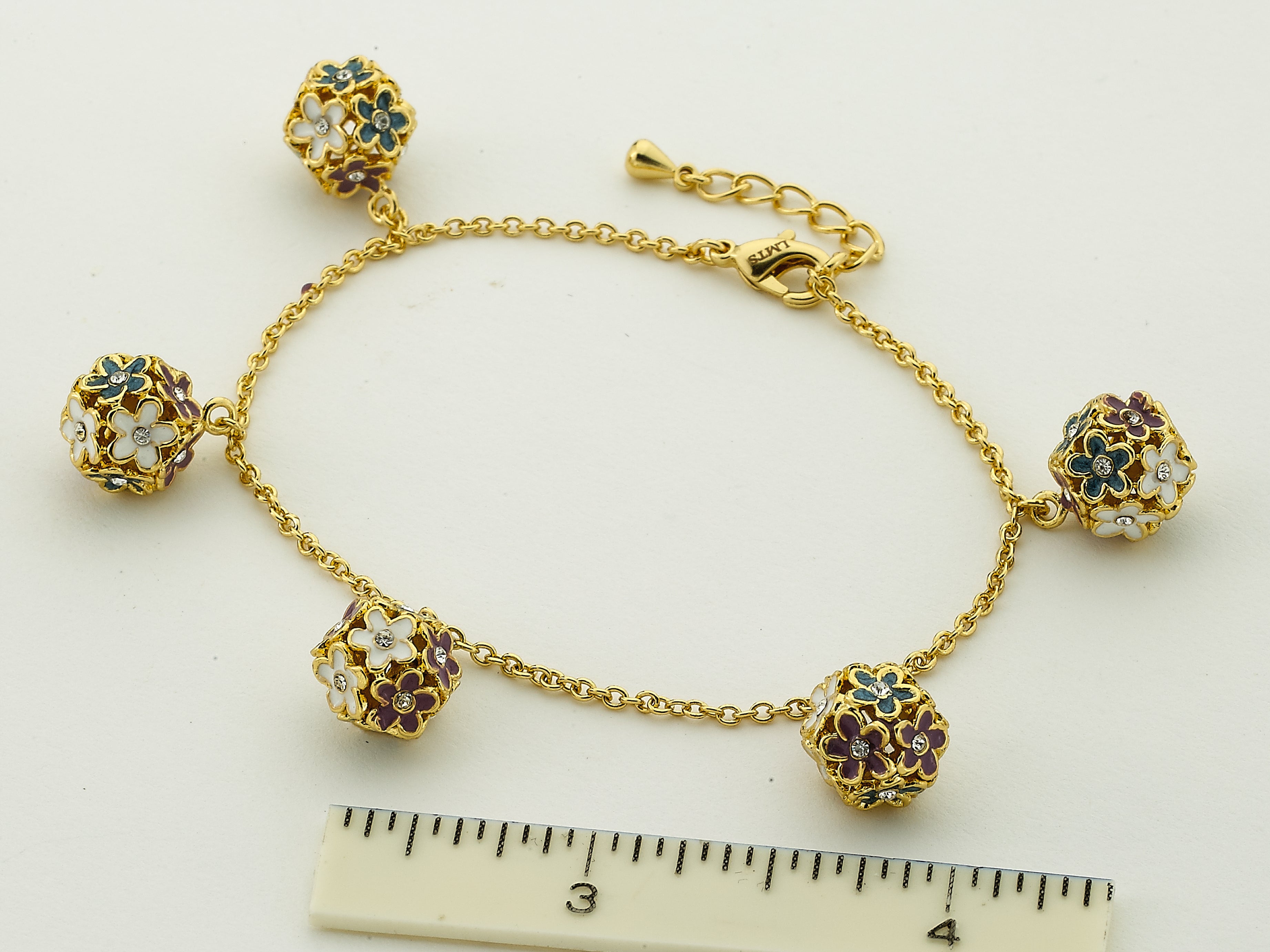 Enamel Flower Cluster Ball Bracelet
