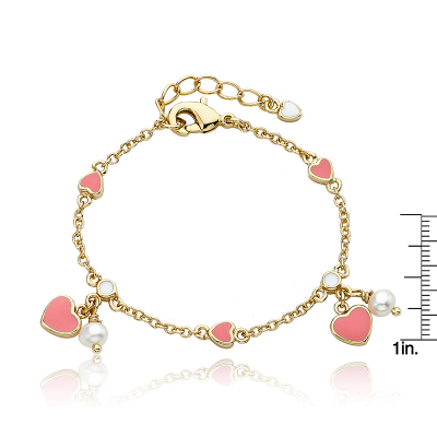 Enamel Heart Dangle Bracelet