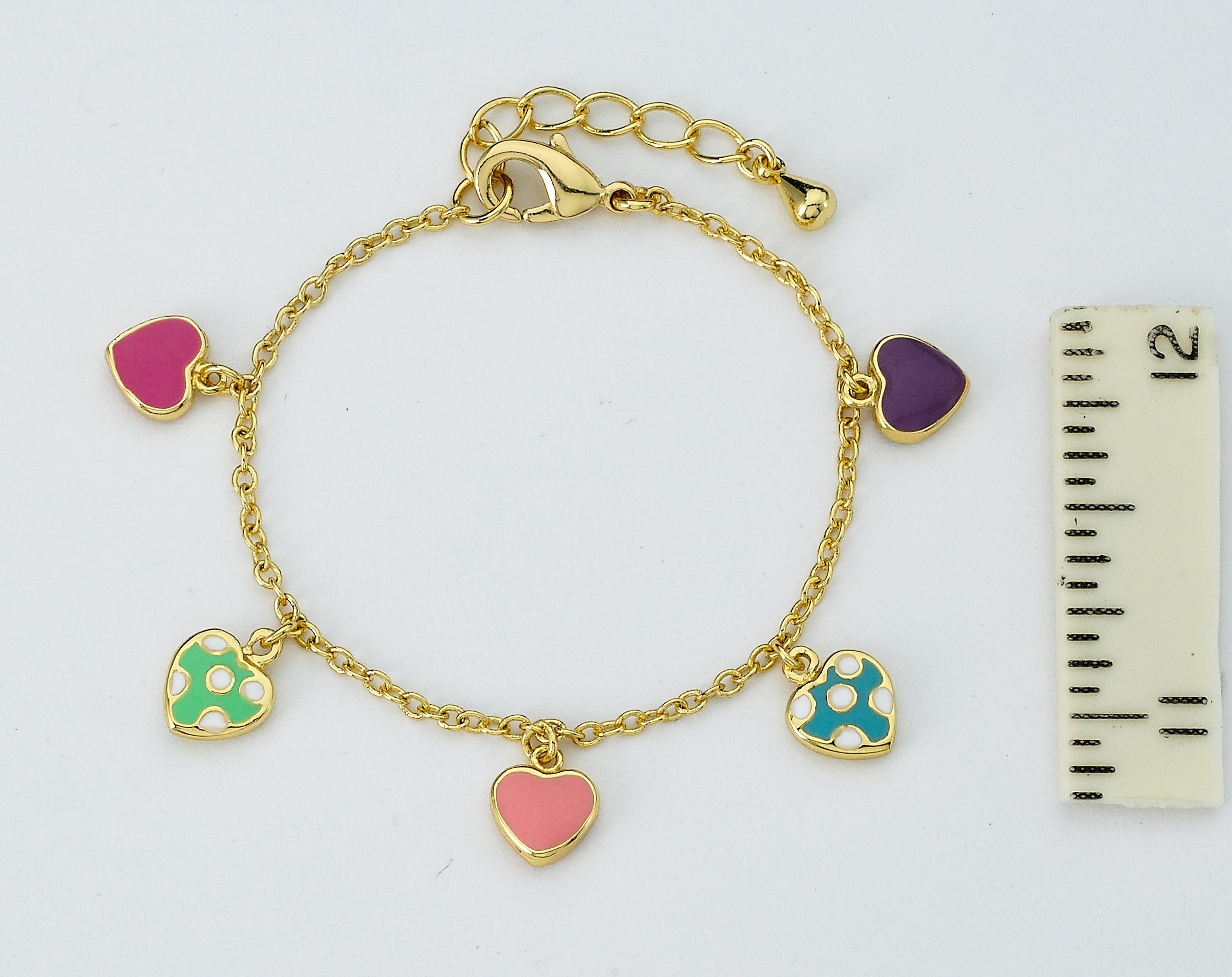 Enamel Heart Charm Bracelet
