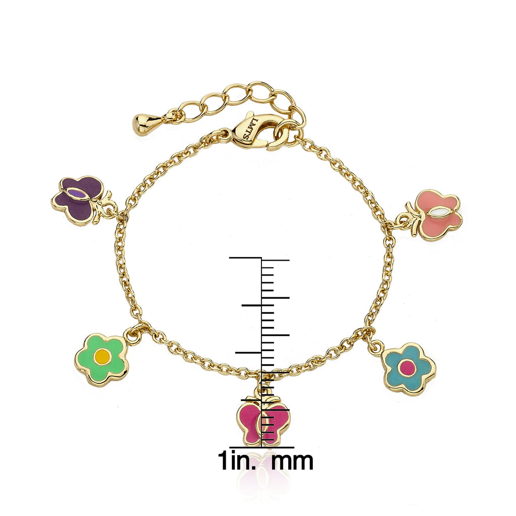Enamel Butterfly & Flower Charm Bracelet