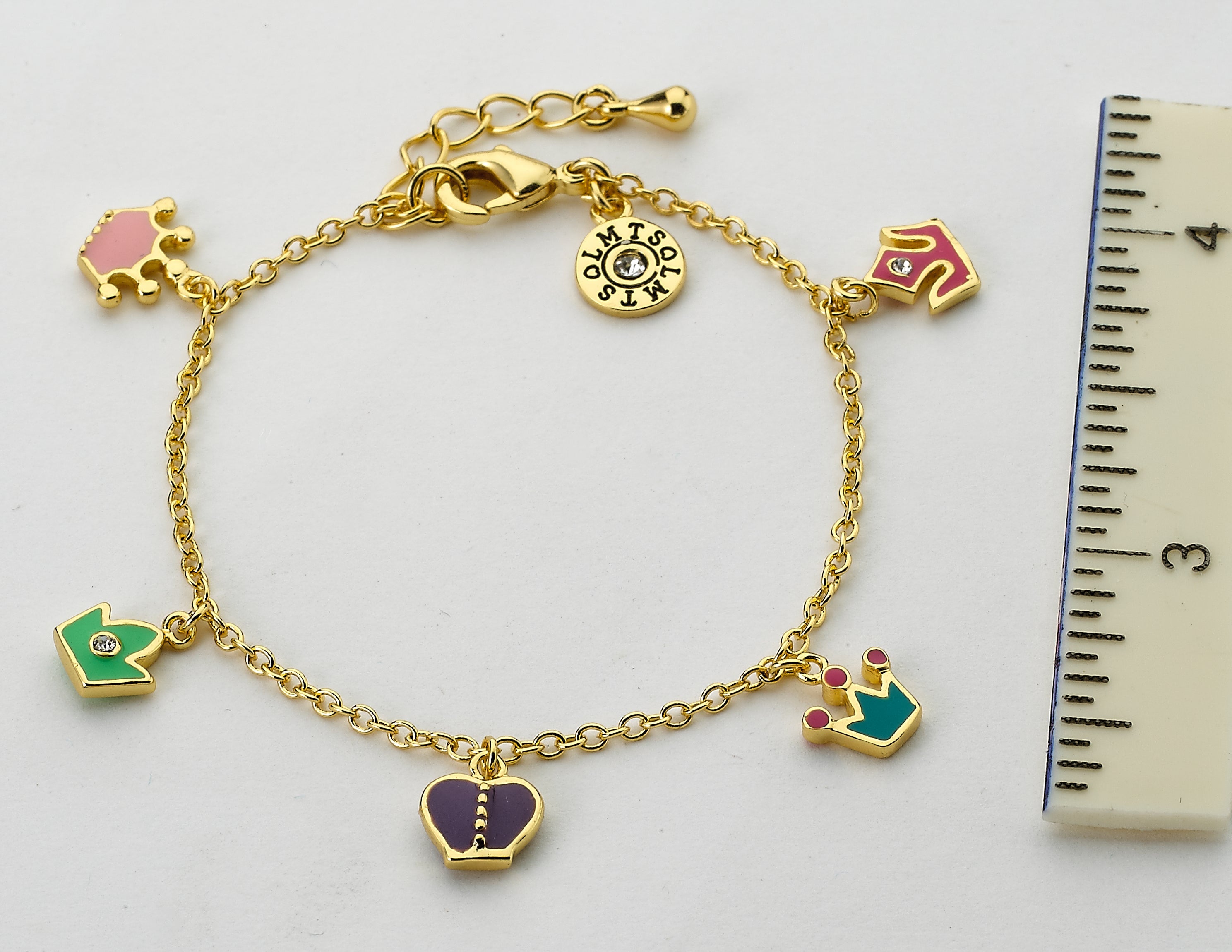 Enamel Crown Charm Bracelet
