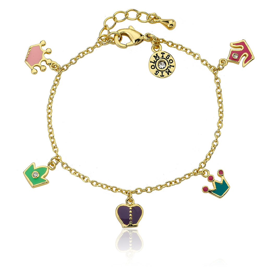 Enamel Crown Charm Bracelet