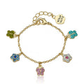 Crystal Flower & Butterfly Charm Bracelet