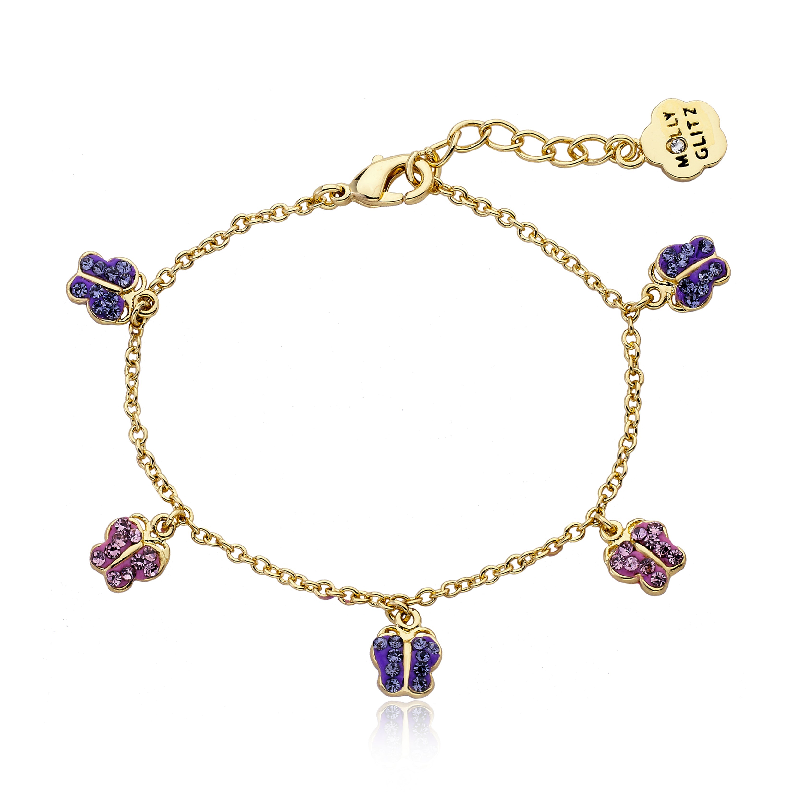 Crystal Butterflies Charm Bracelet
