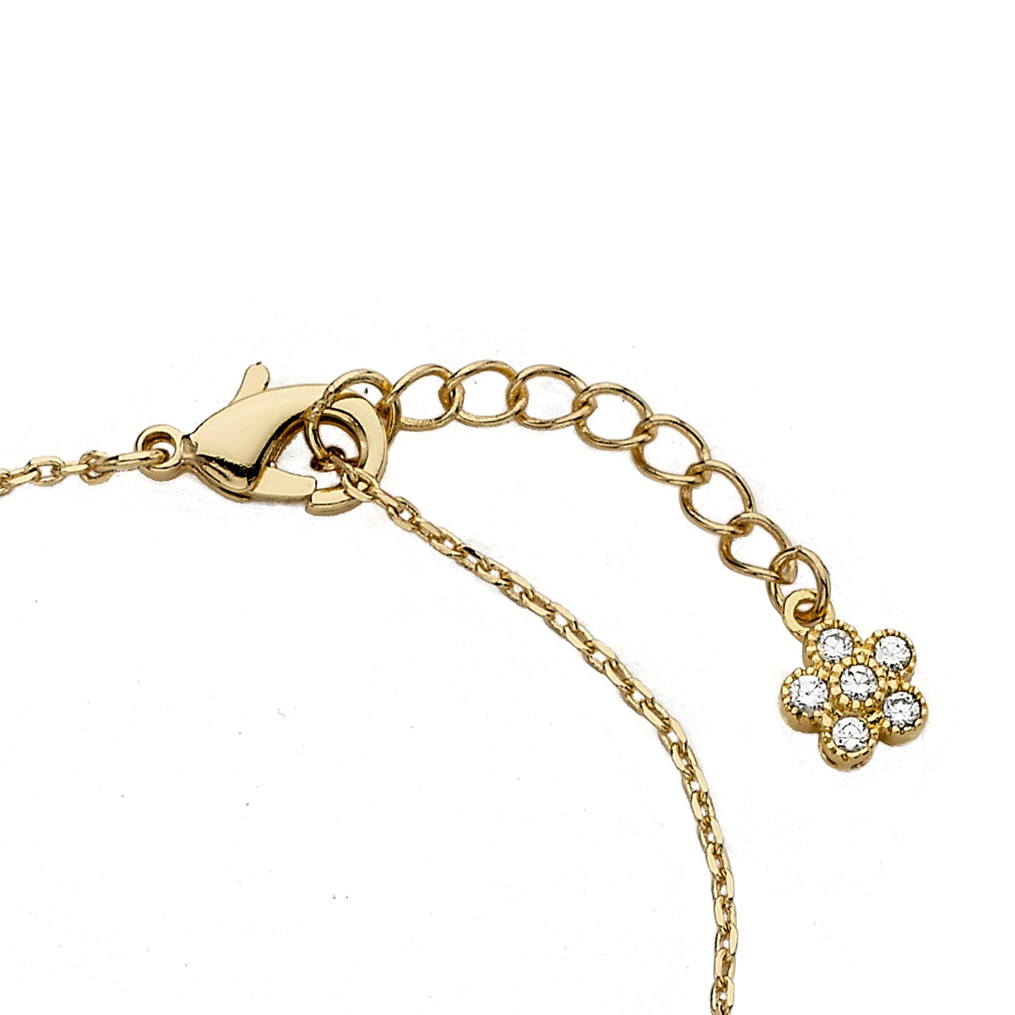 14k Gold Plated3 Tone Plated Cubic Zirconia Small Flowers Chain Bracelet