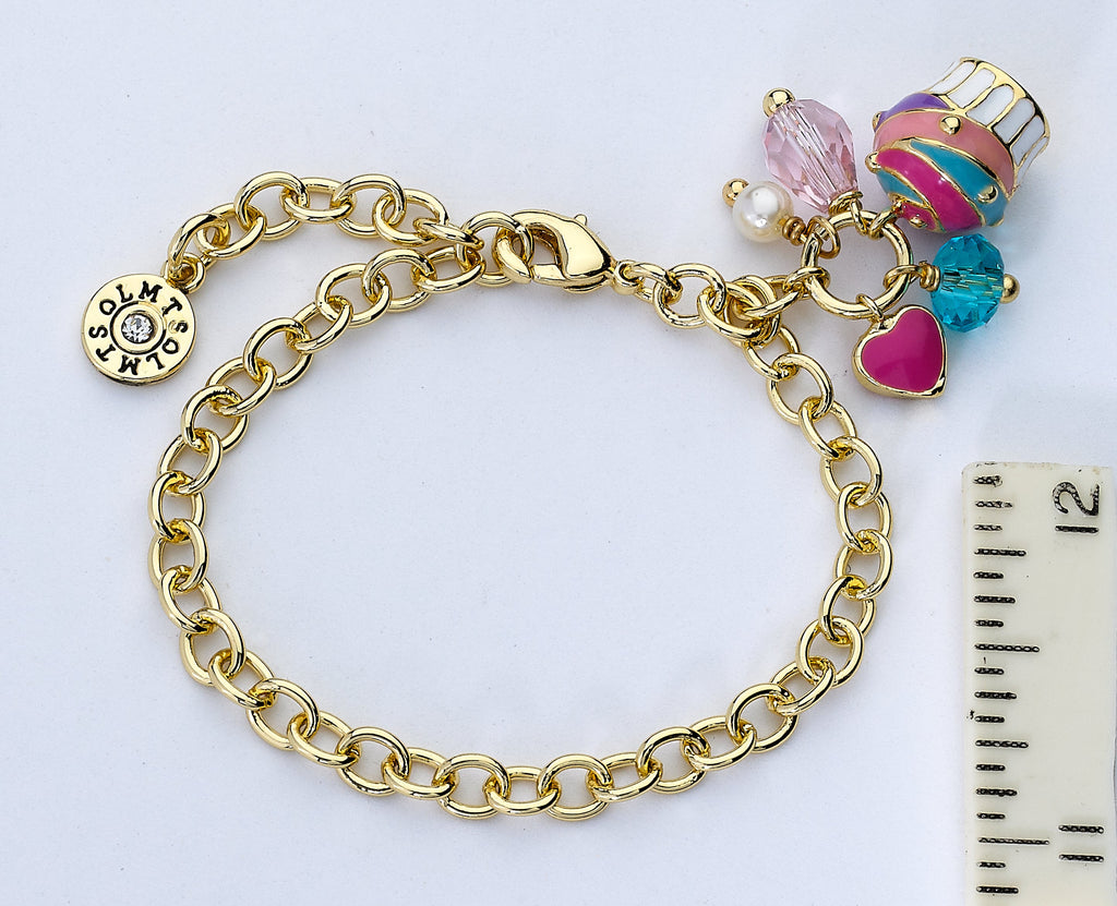 Cupcake Cluster Charm Bracelet