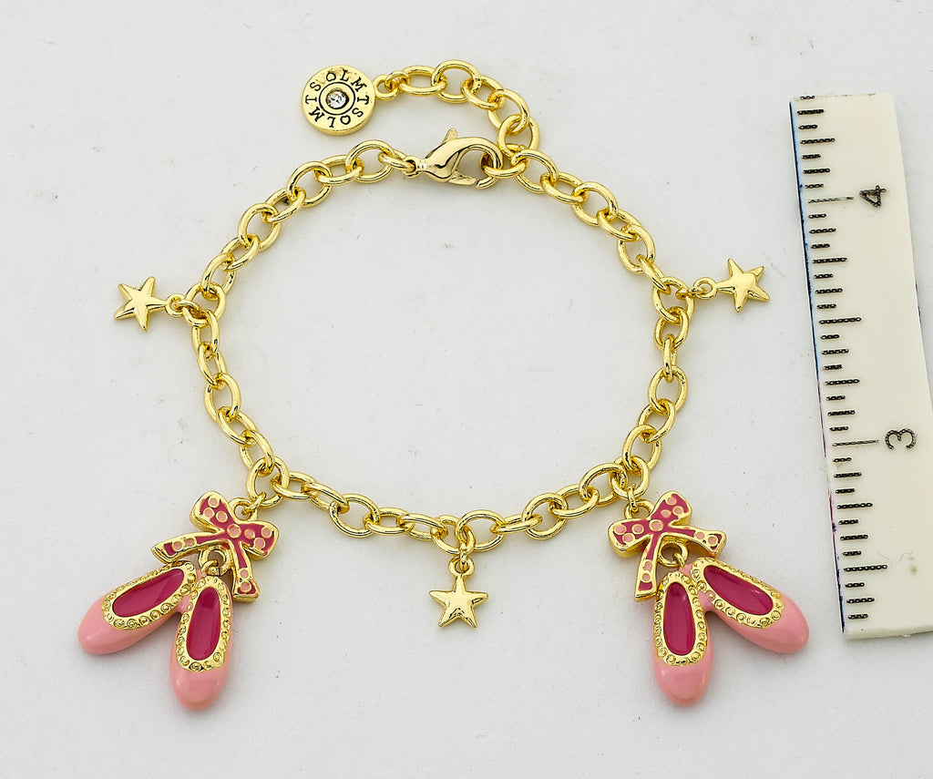 BALLET BEAUTY Ballet Slippers and Bows Charm Bracelet