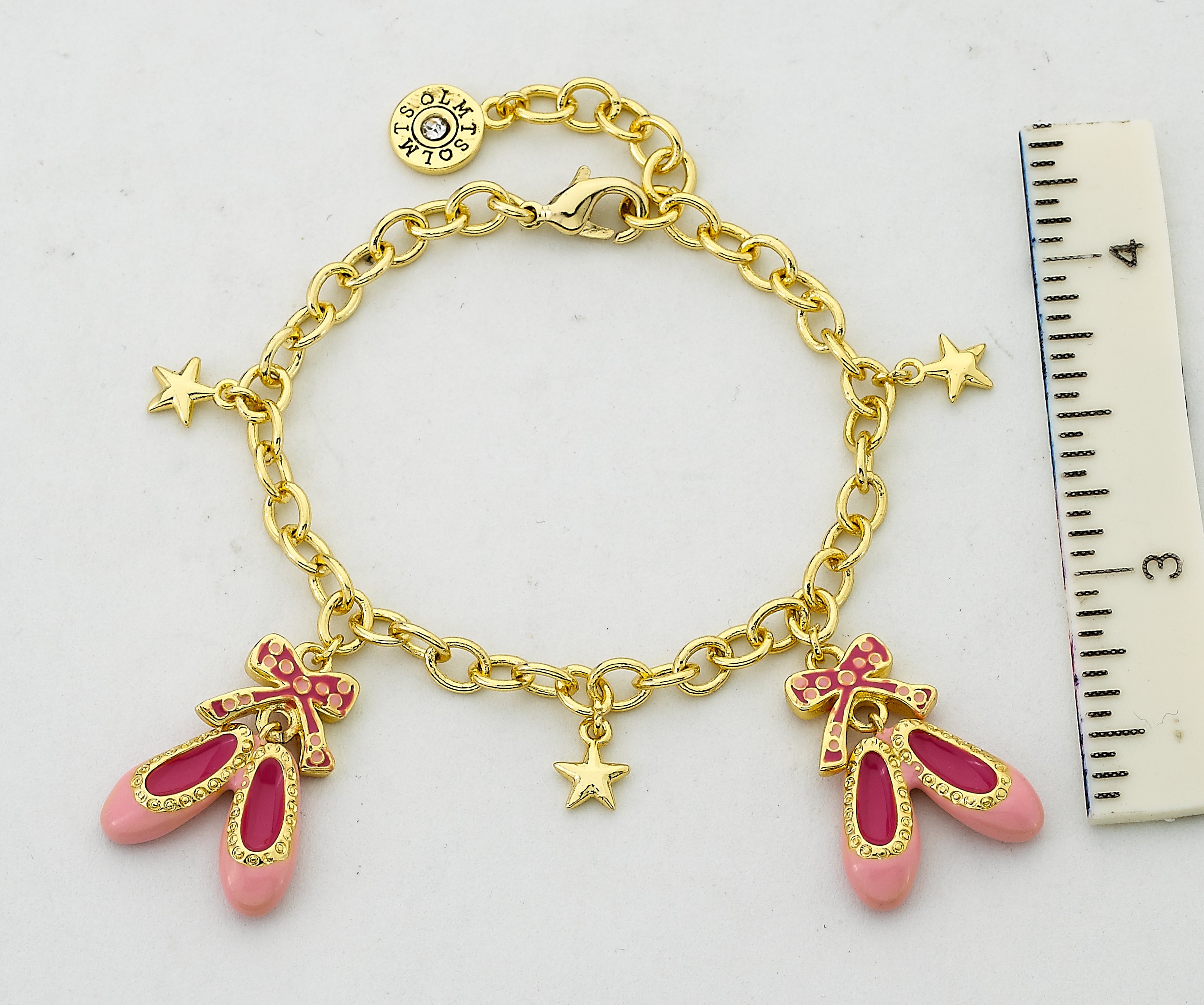 BALLET BEAUTY Ballet Slippers and Bows Charm Bracelet
