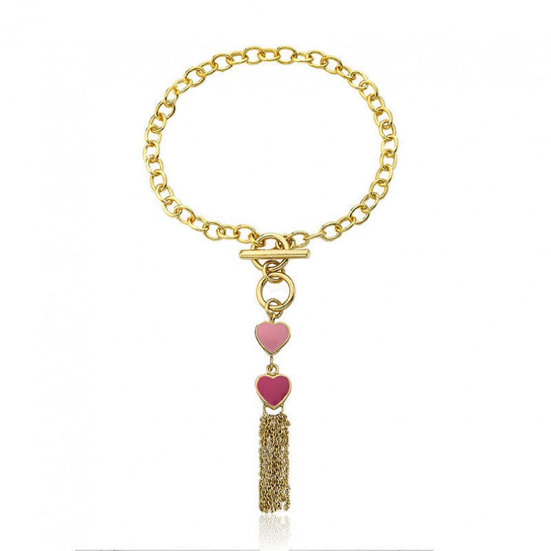 14k Gold Plated I LOVE MY JEWELS Tassel Bracelet