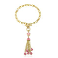 14k Gold Plated FROSTED FLOWERS Tassel Bracelet