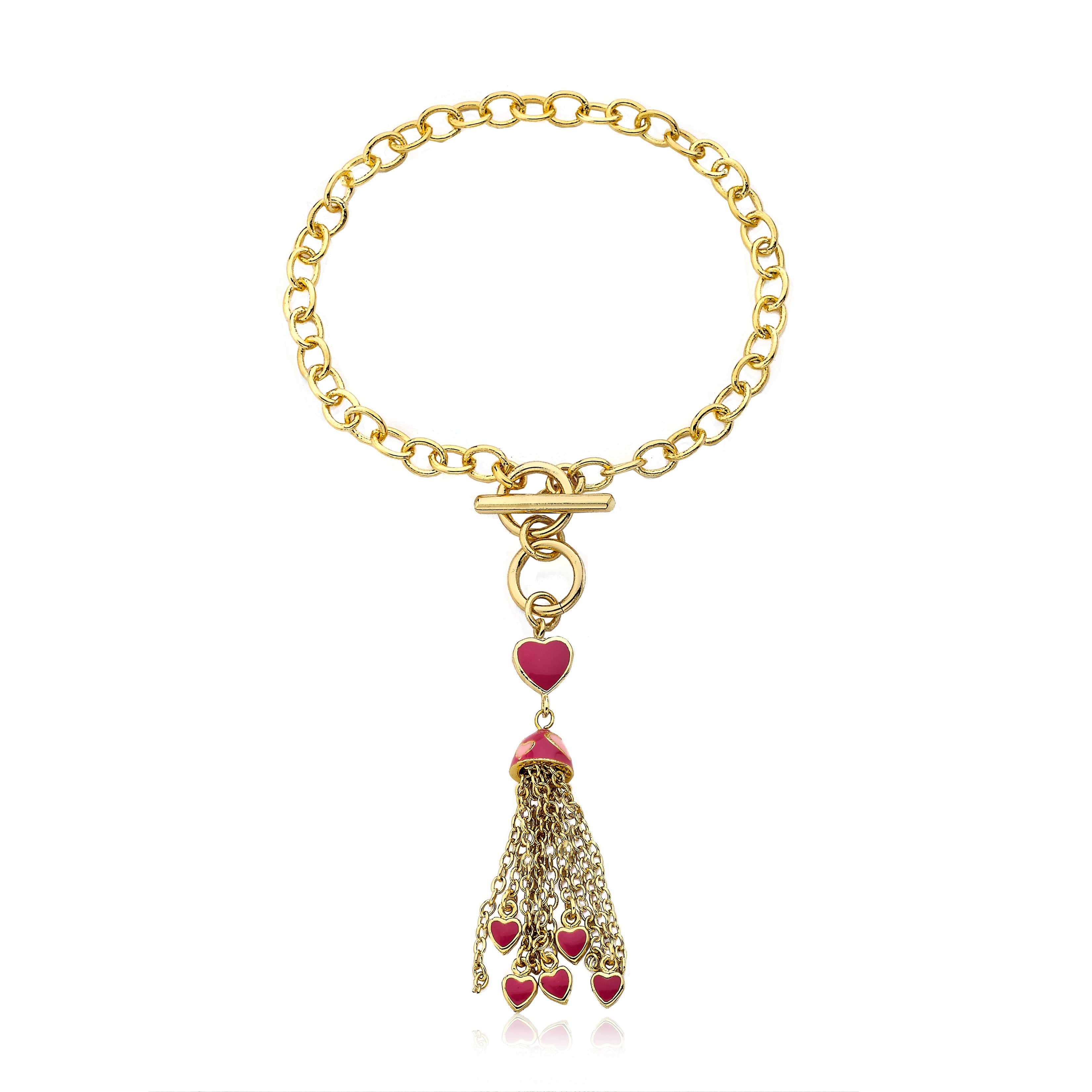 14k Gold Plated I LOVE MY JEWELS Tassel Bracelet