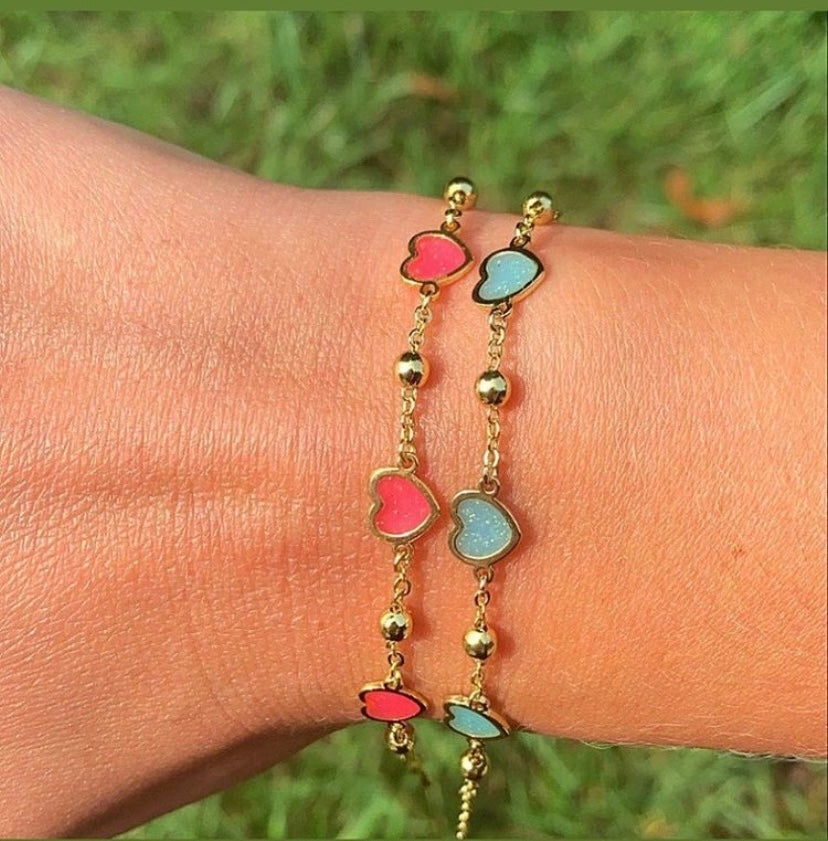 14k Gold Plated LMTS Heart Chain Bracelet