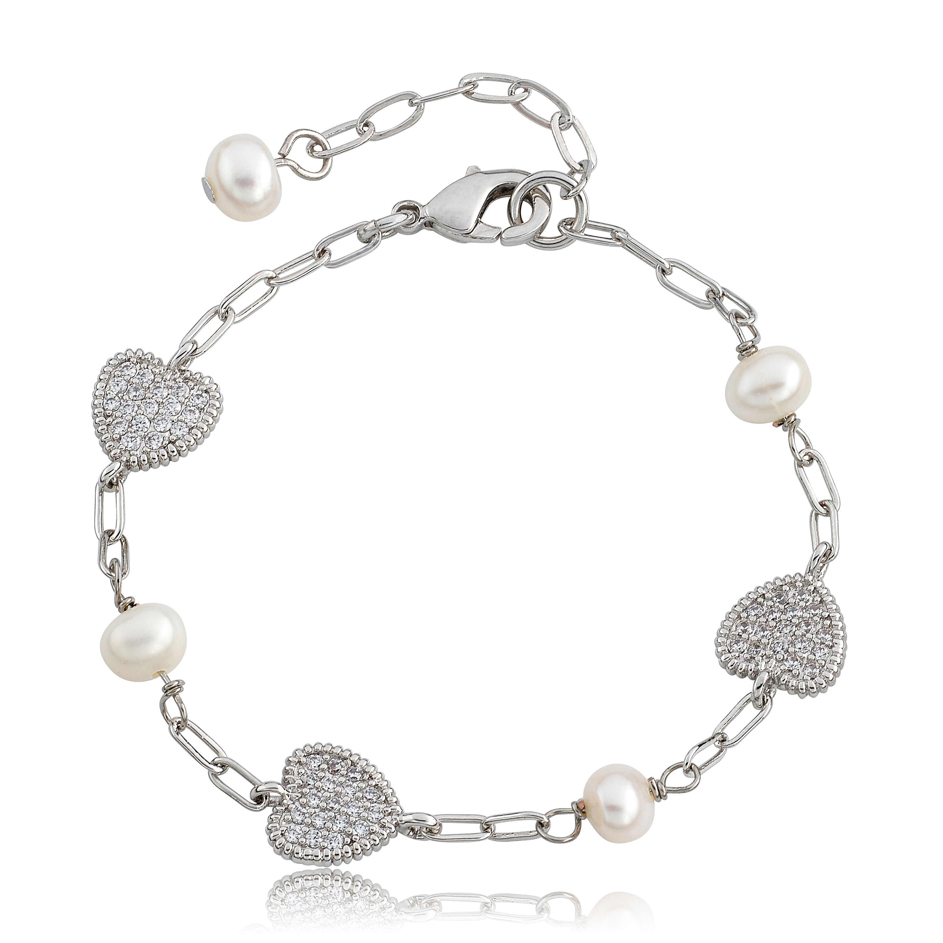 LMTS Classic! Freshwater Pearl & Micro Pave Hearts Bracelet