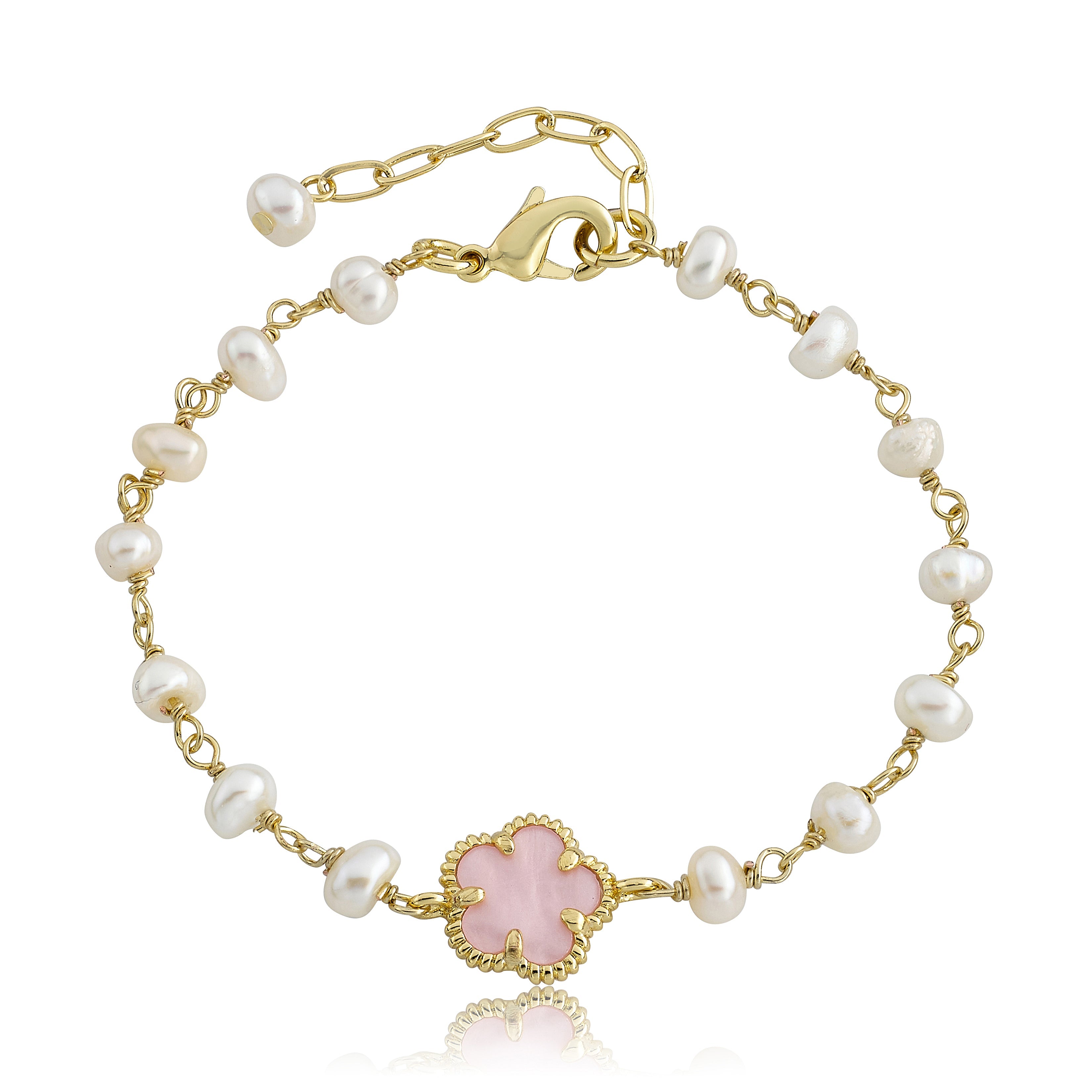 LMTS Classic! Freshwater Pearl & Mother of Pearl Flower Bracelet