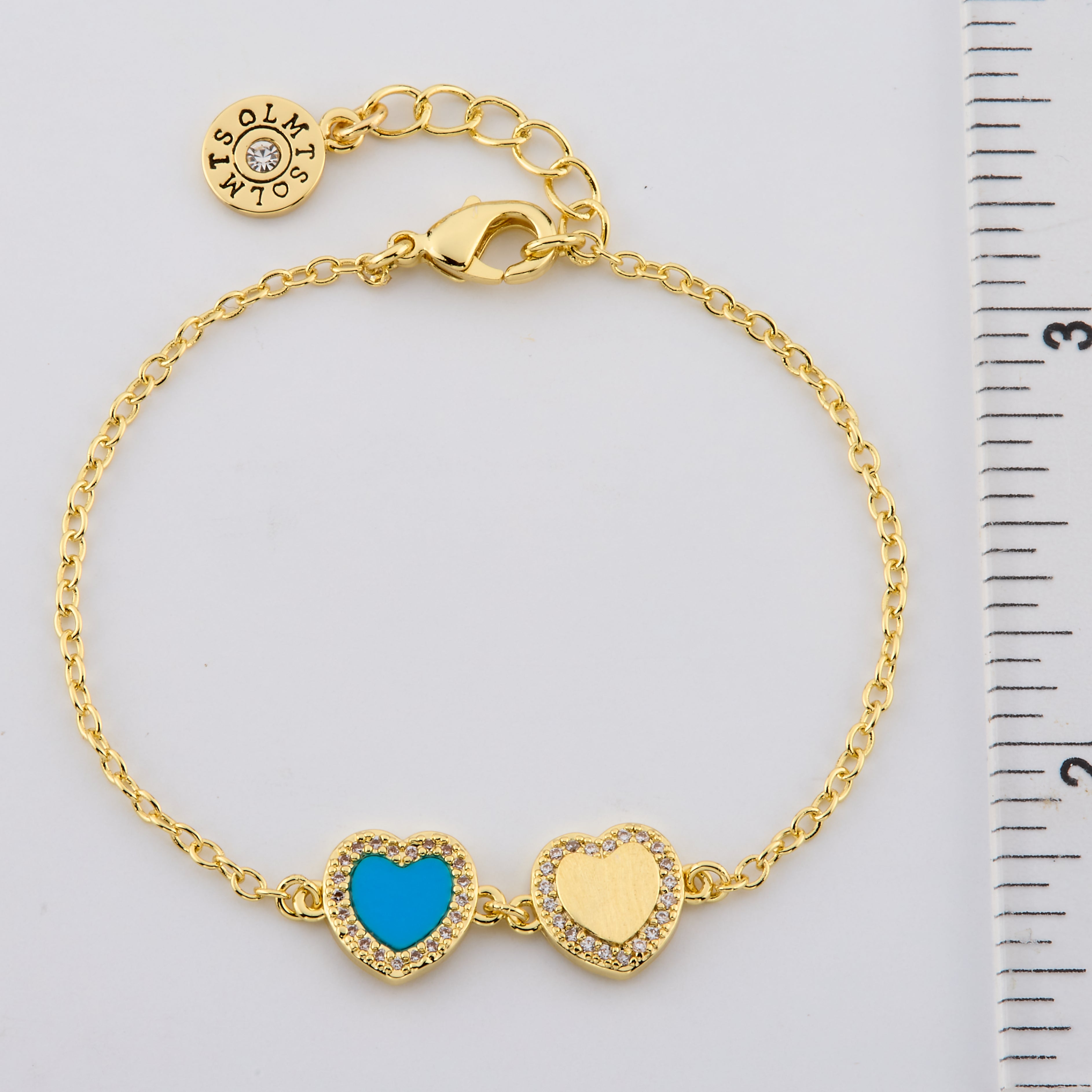 LMTS Classic! Cz Framed Heart Chain Bracelet