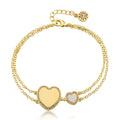 LMTS Classic!  Cz Framed Large Heart & Small Heart Double Strand Chain Bracelet