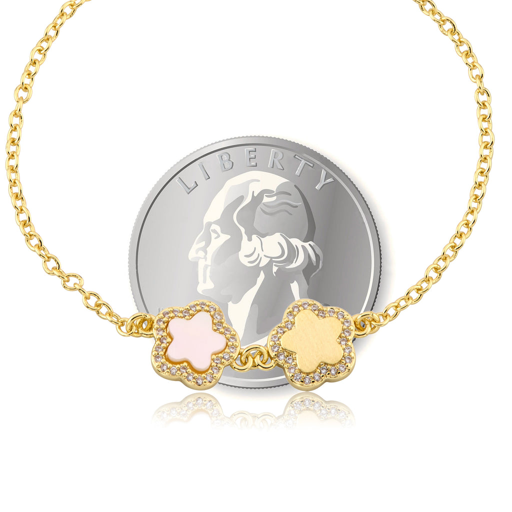 LMTS Classic! Cz Framed Flower Chain Bracelet