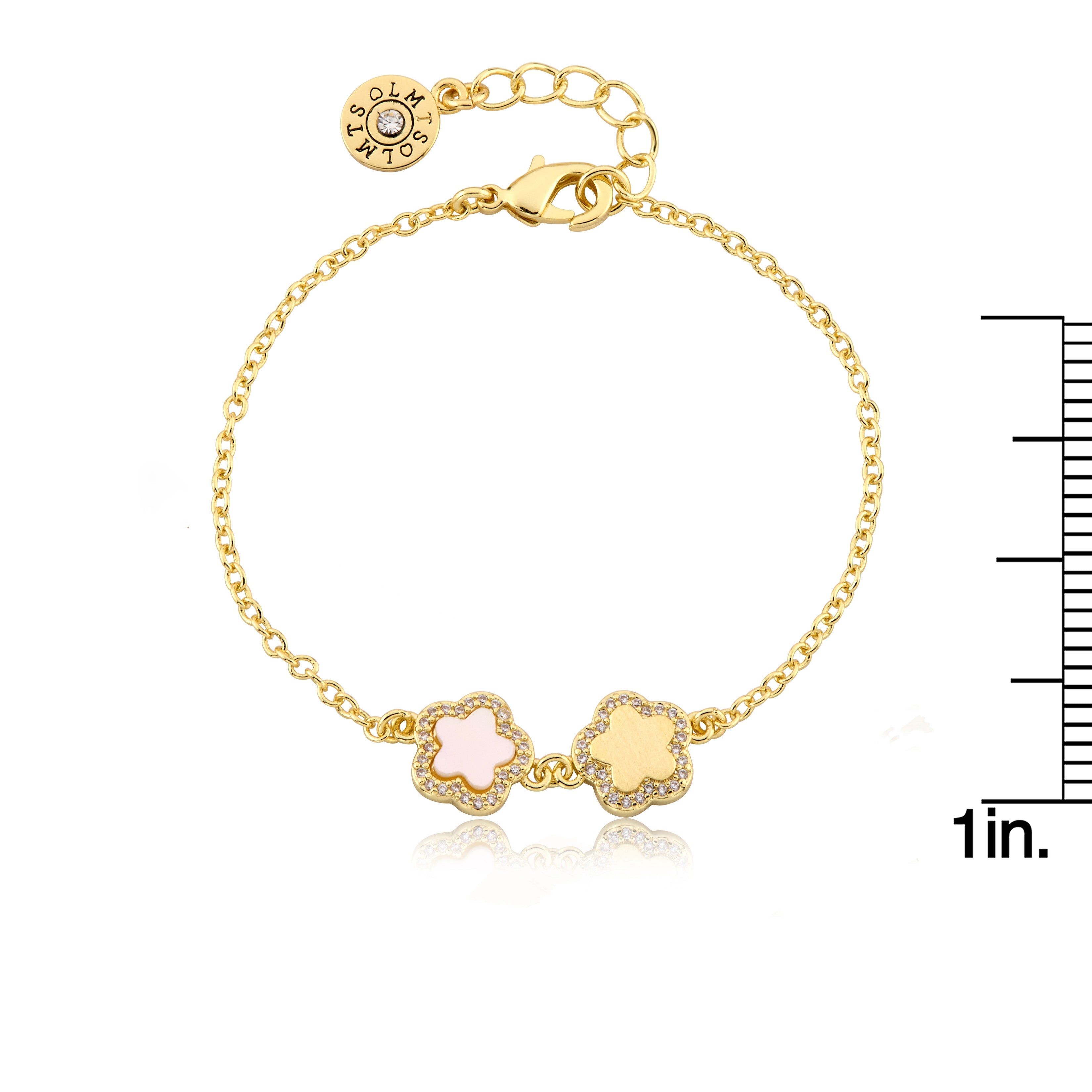 LMTS Classic! Cz Framed Flower Chain Bracelet