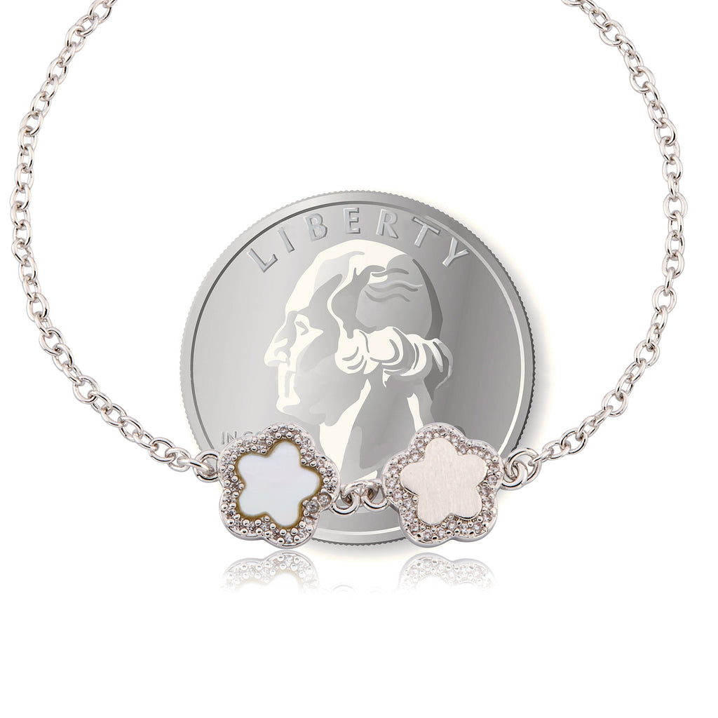 LMTS Classic! Cz Framed Flower Chain Bracelet
