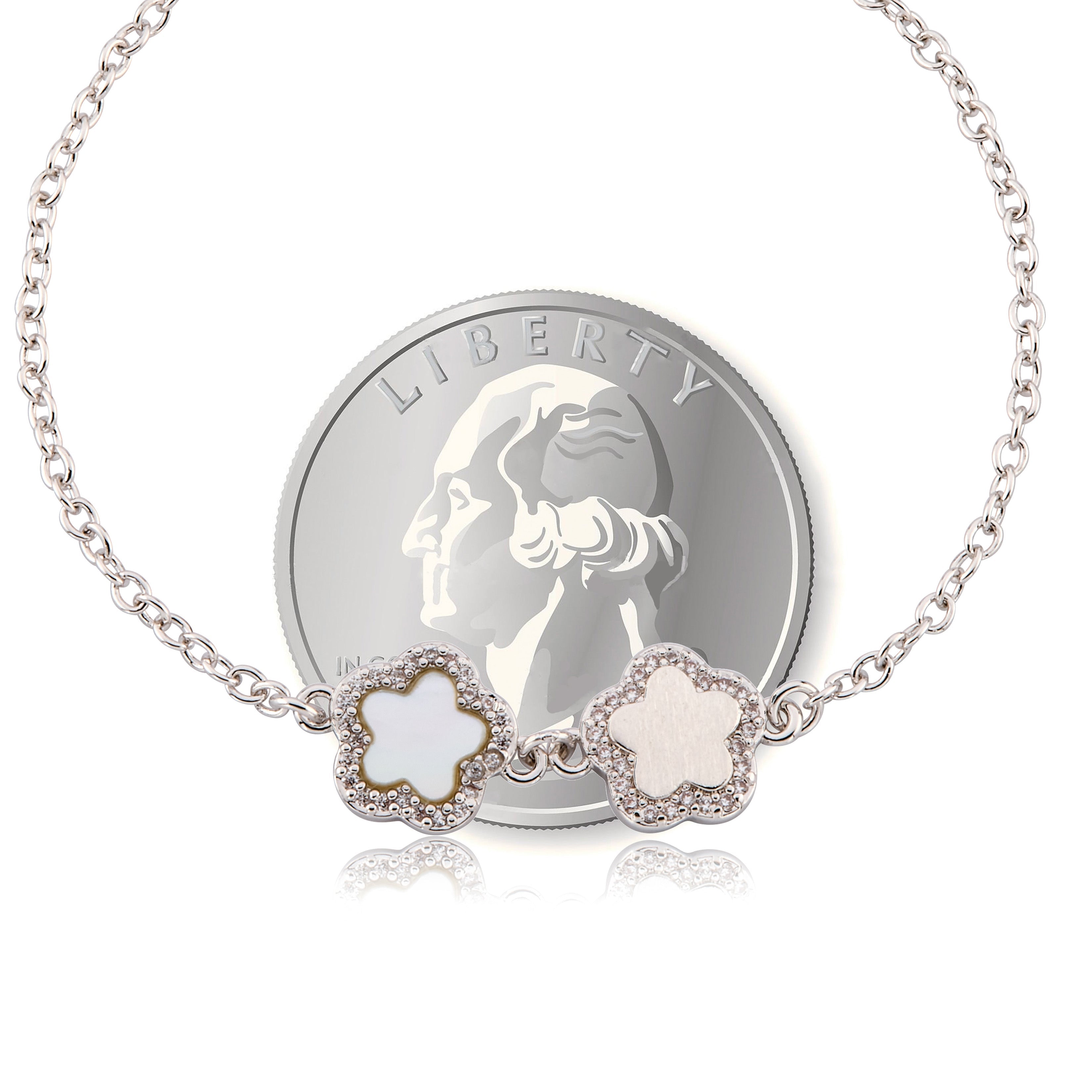 LMTS Classic! Cz Framed Flower Chain Bracelet