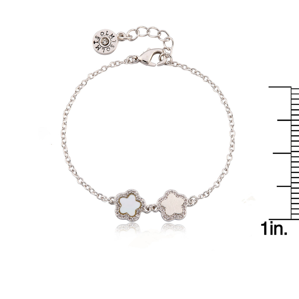 LMTS Classic! Cz Framed Flower Chain Bracelet