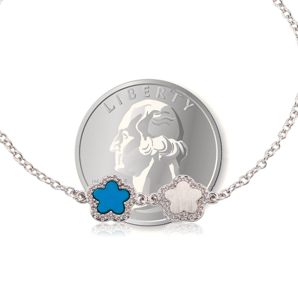 LMTS Classic! Cz Framed Flower Chain Bracelet