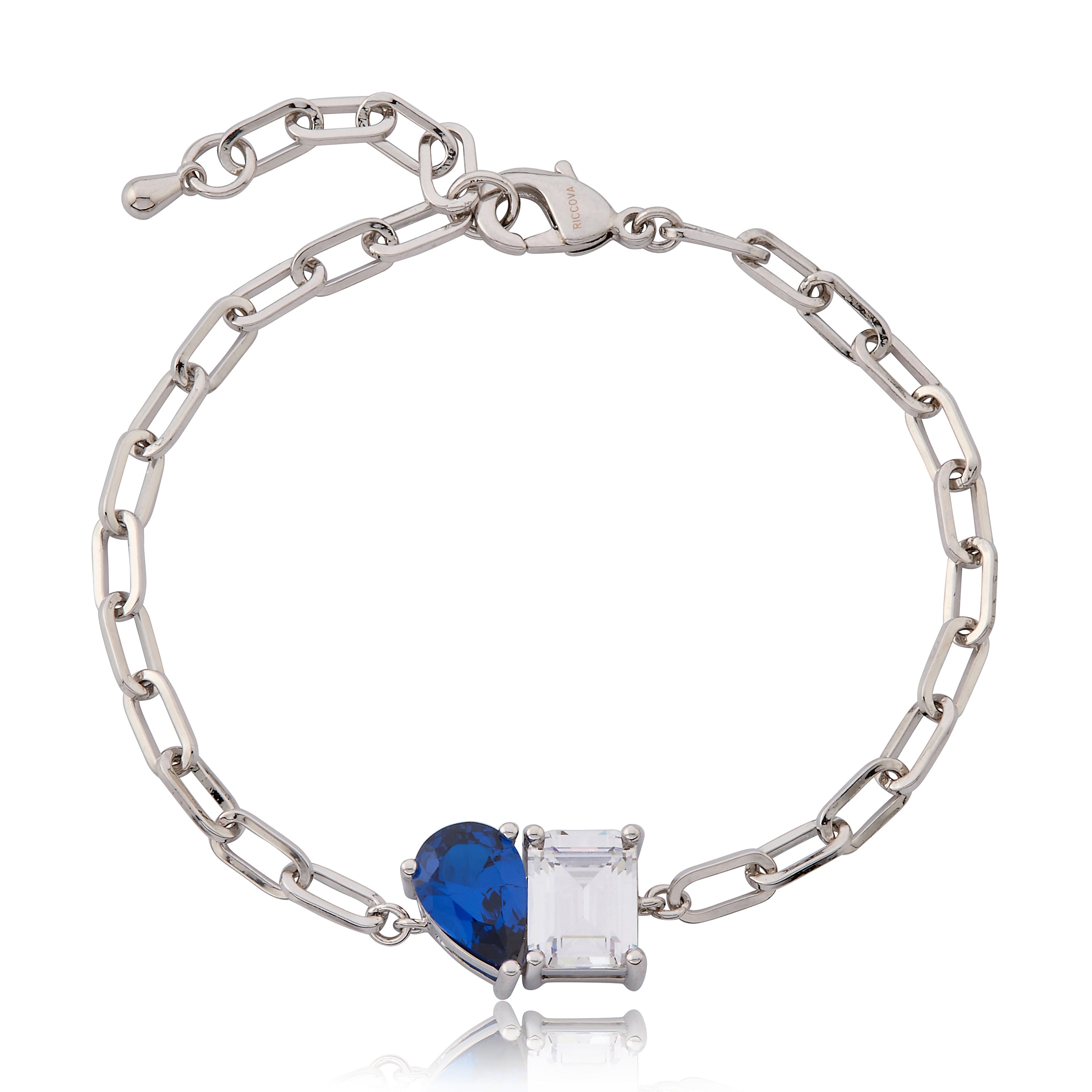 Riccova Classic  Me & You Solitaire Paperclip Chain Link Bracelet