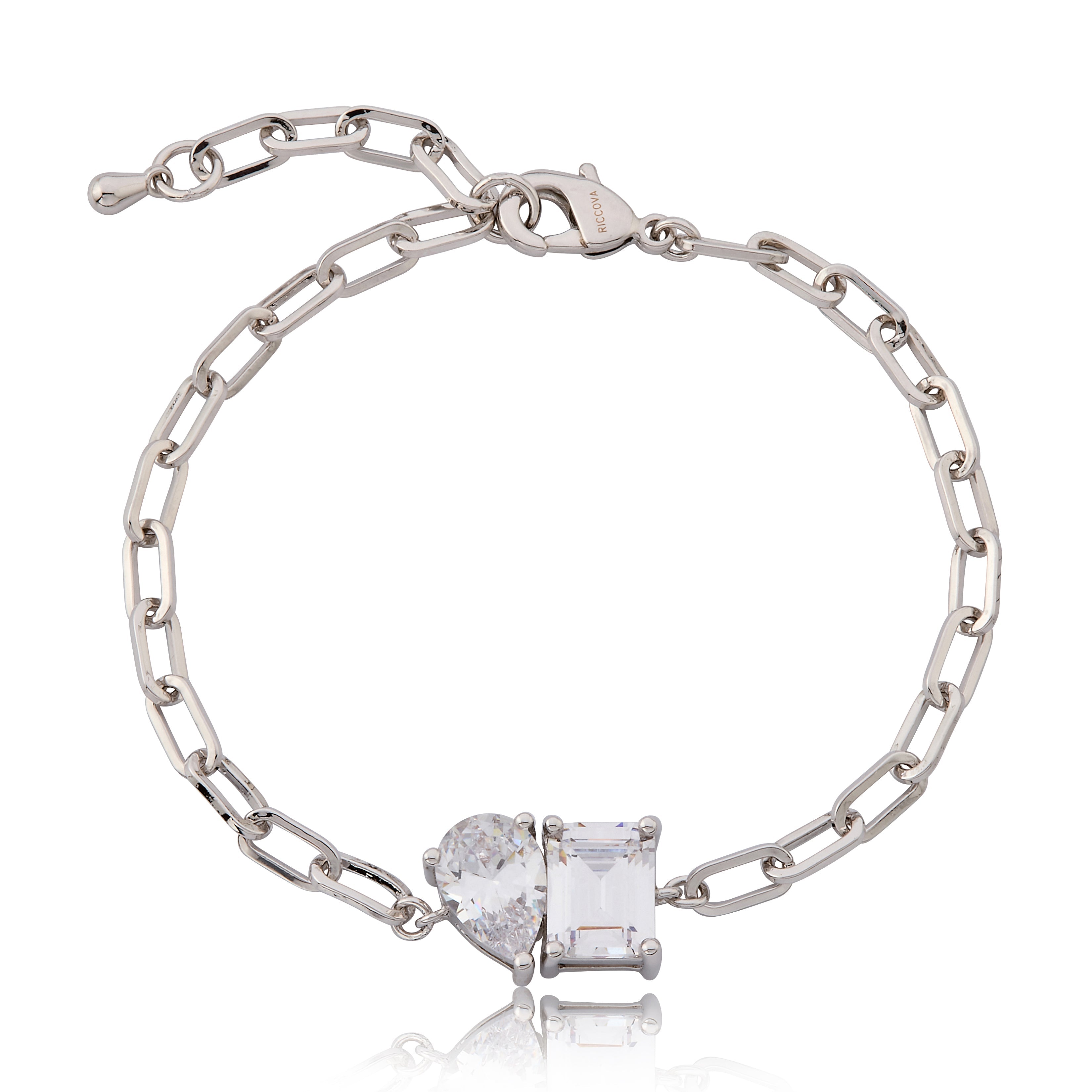 Riccova Classic  Me & You Solitaire Paperclip Chain Link Bracelet