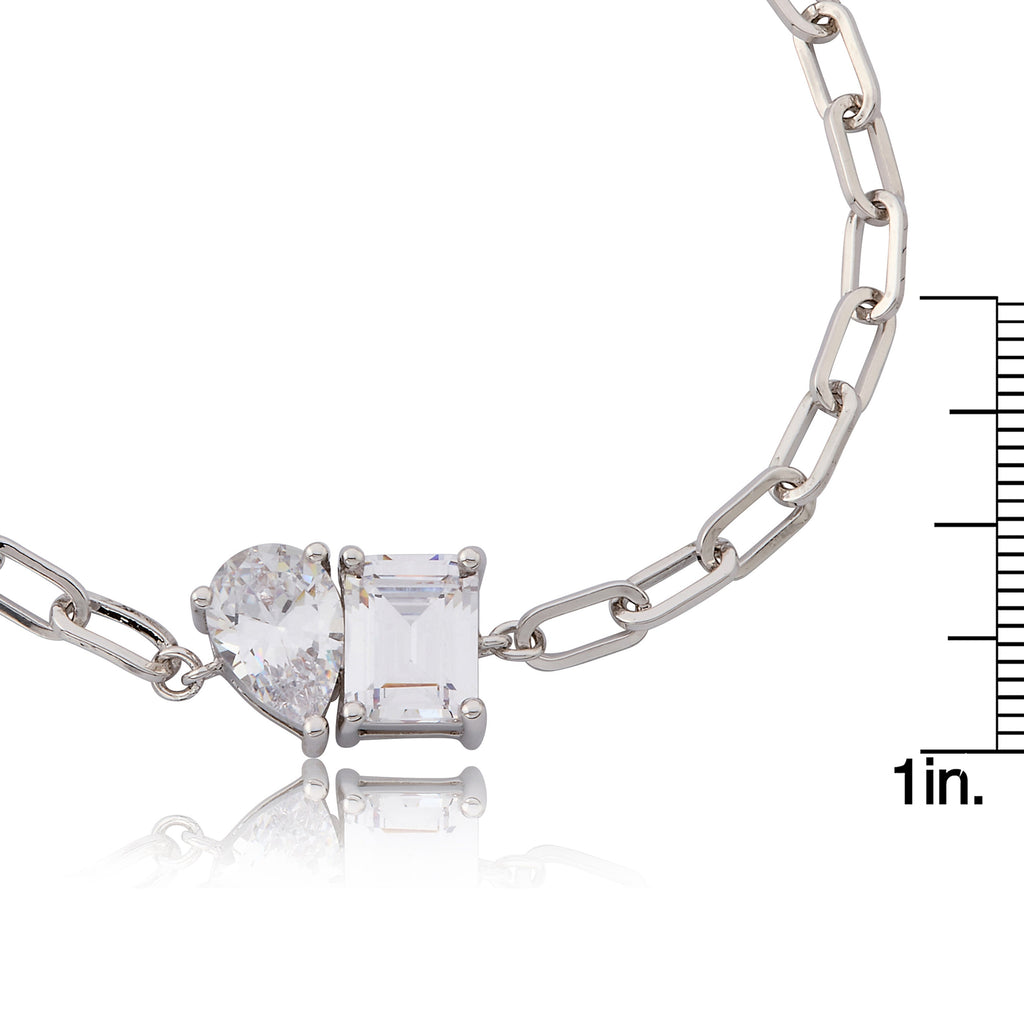 Riccova Classic  Me & You Solitaire Paperclip Chain Link Bracelet