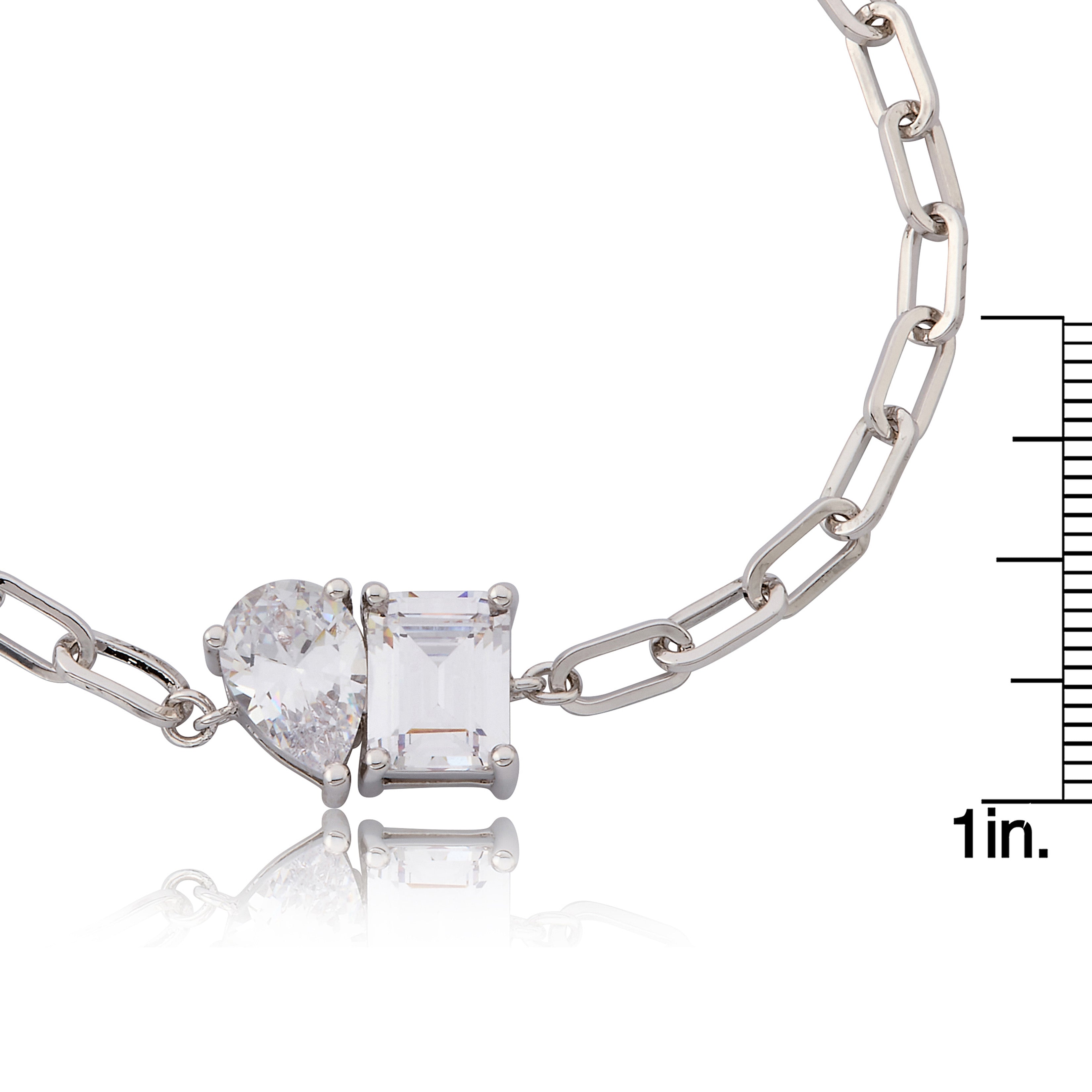 Riccova Classic  Me & You Solitaire Paperclip Chain Link Bracelet