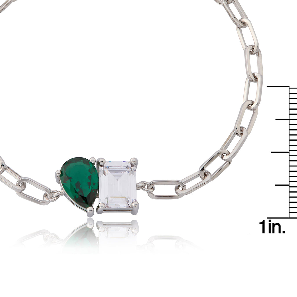 Riccova Classic  Me & You Solitaire Paperclip Chain Link Bracelet