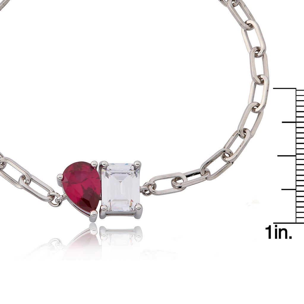 Riccova Classic  Me & You Solitaire Paperclip Chain Link Bracelet