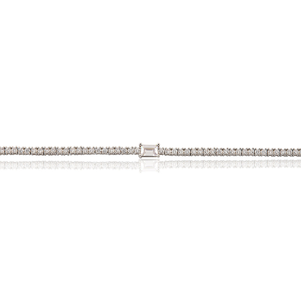 Rhodium Plated Cz Tennis Bracelet