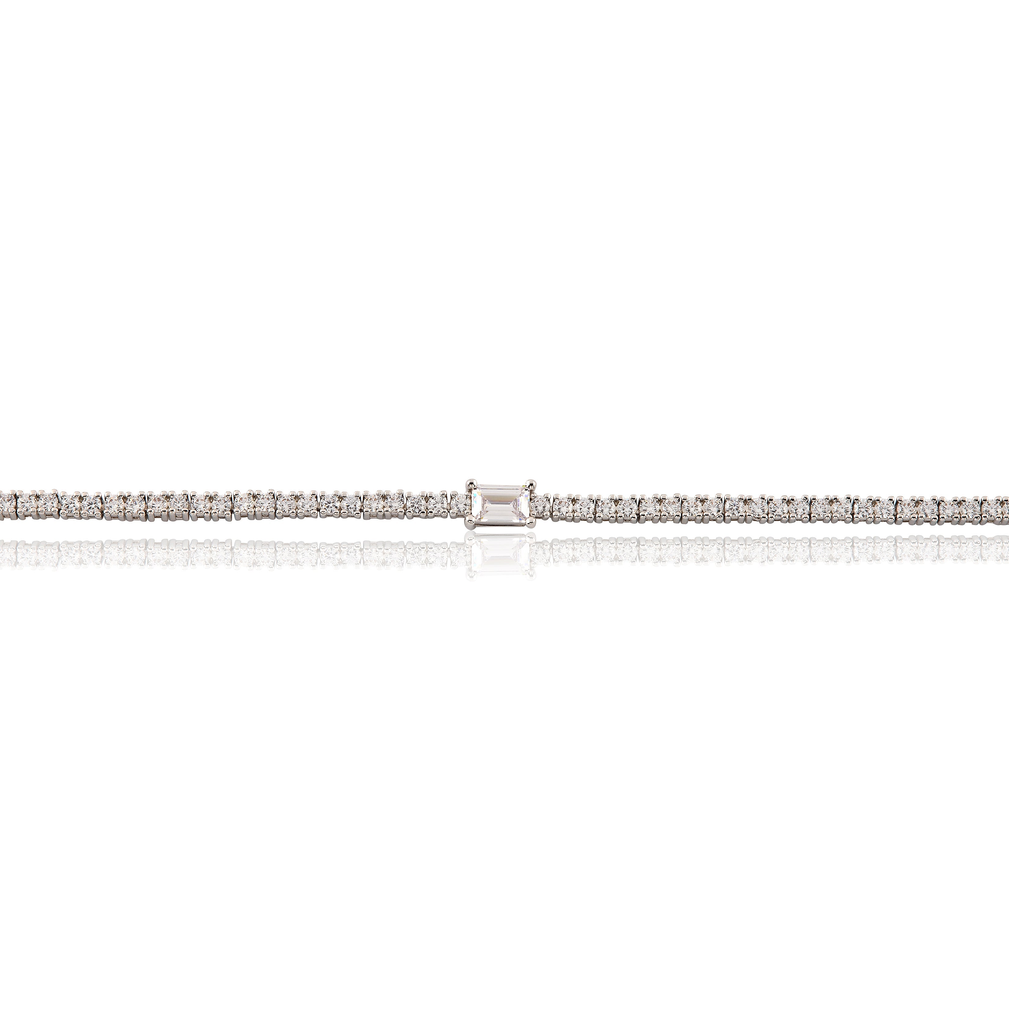Rhodium Plated Cz Tennis Bracelet
