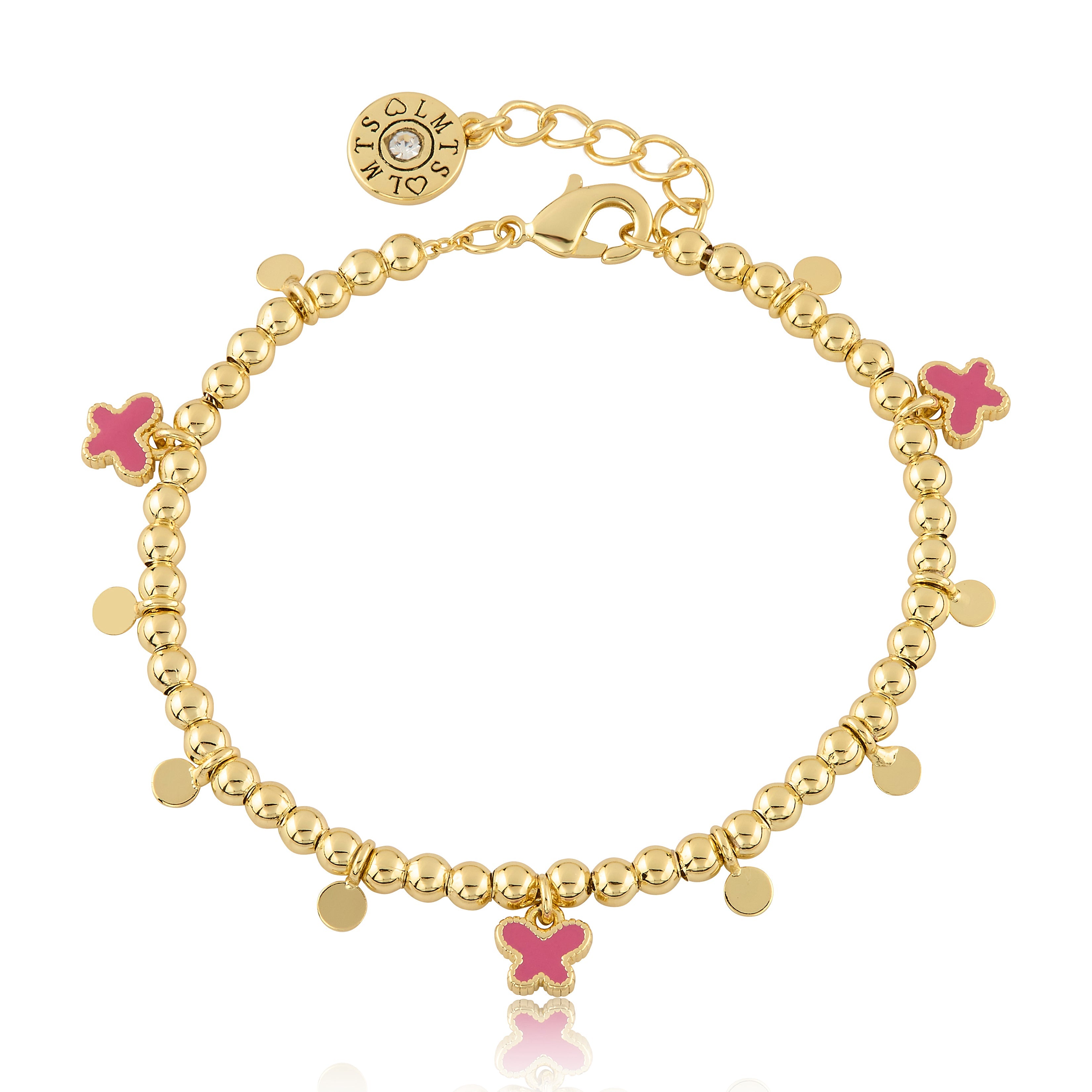 LMTS Classic! Bead & Disc Dangles Butterflies Bracelet