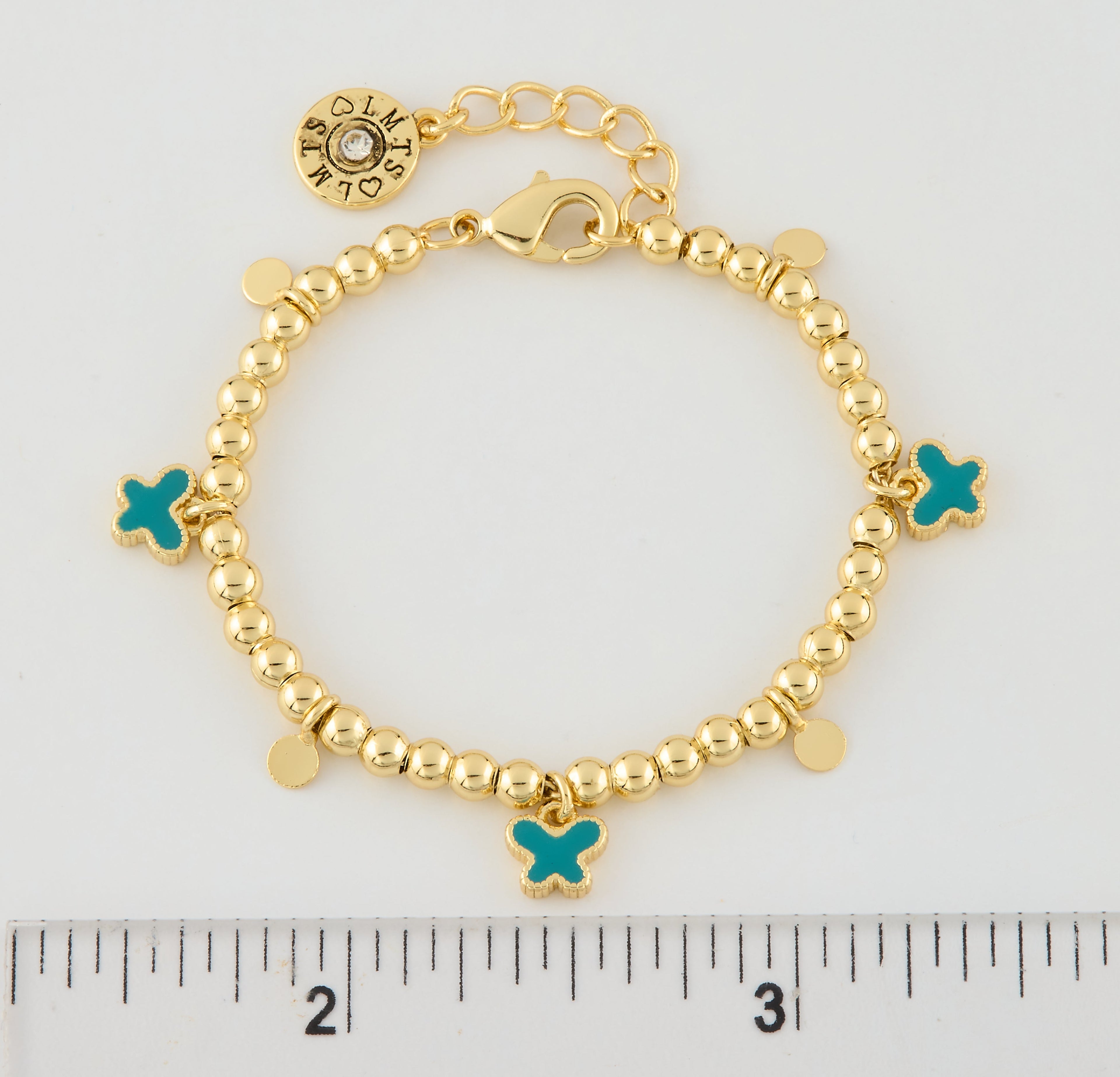LMTS Classic! Bead & Disc Dangles Butterflies Bracelet