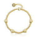 LMTS Classic! 14K Gold Plated Bead & Cz Center Flowers Bracelet