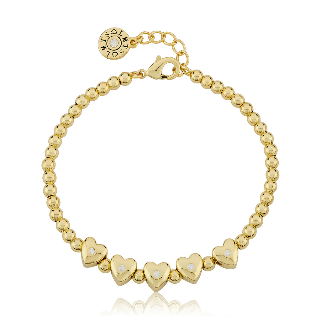 LMTS Classic! Bead & Cz Hearts Bracelet