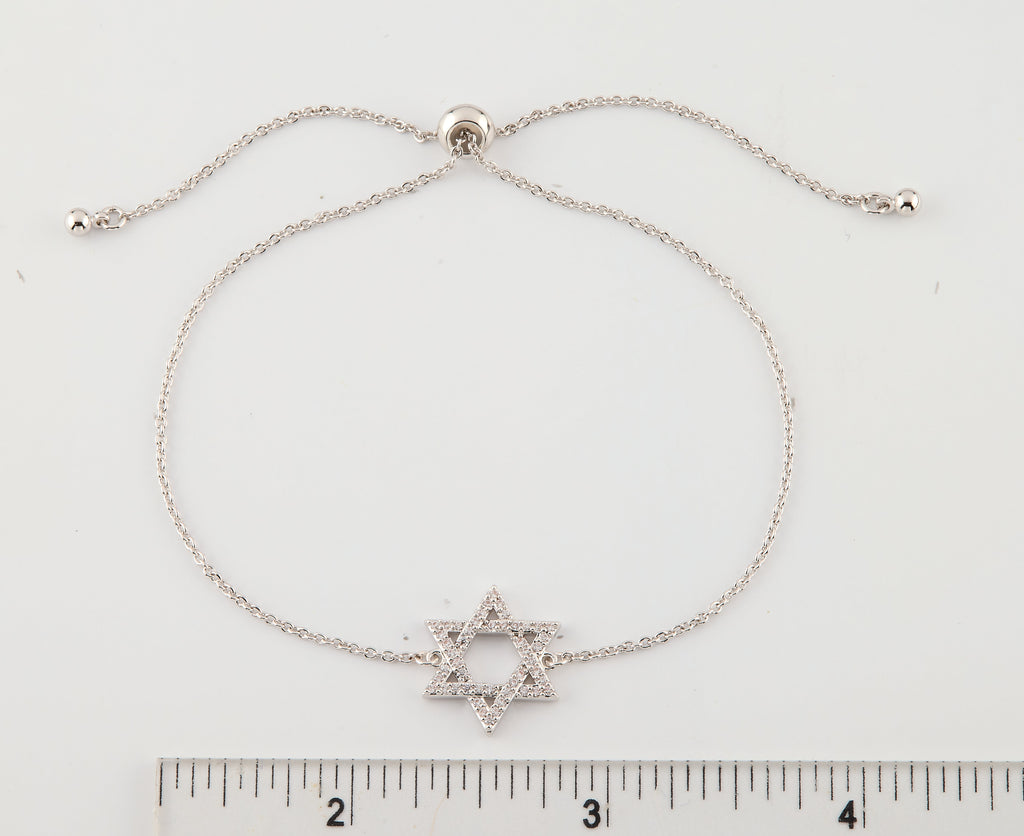 LMTS Classic! 14K Gold Plated Cz Star Of David Bolo Chain Bracelet