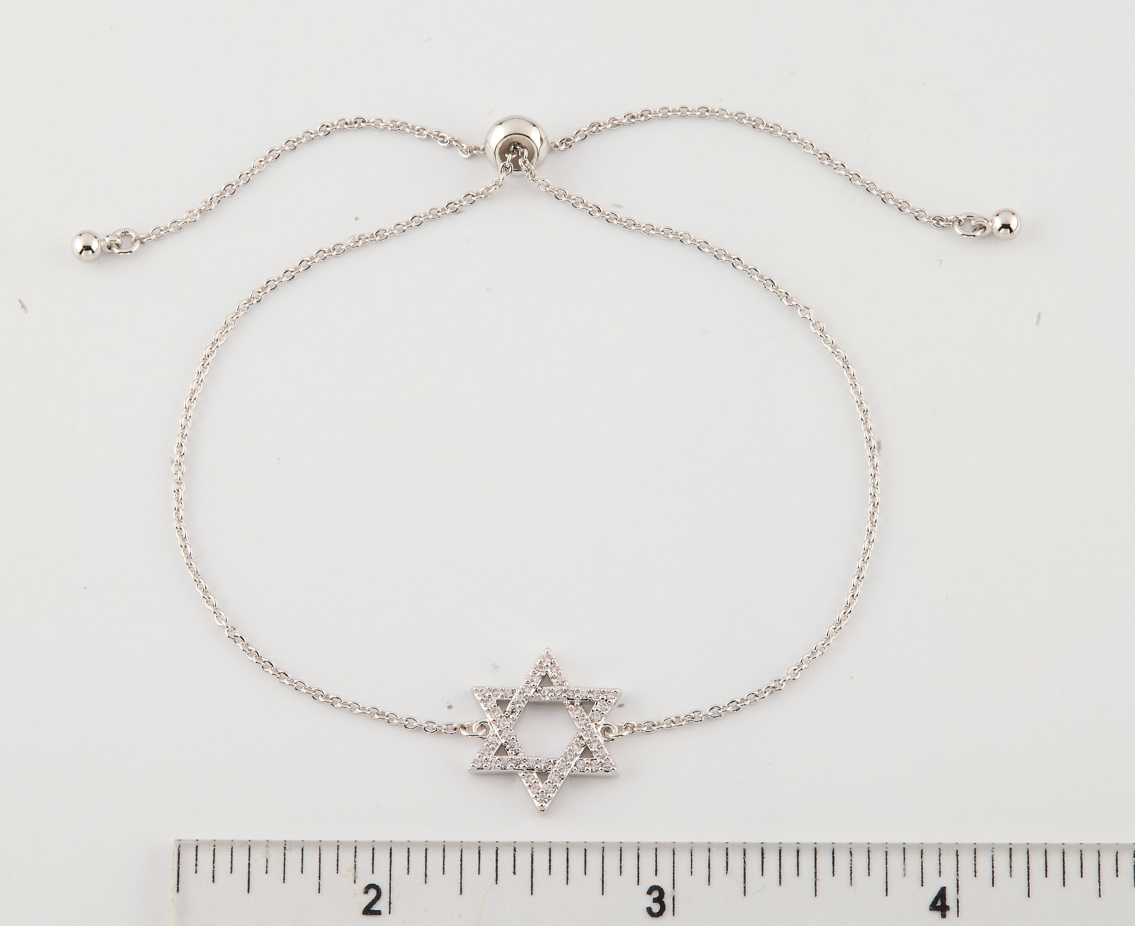 LMTS Classic! 14K Gold Plated Cz Star Of David Bolo Chain Bracelet