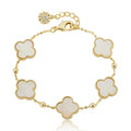 14K Gold Plated 5 Clover Station Bead Chain Bracelet