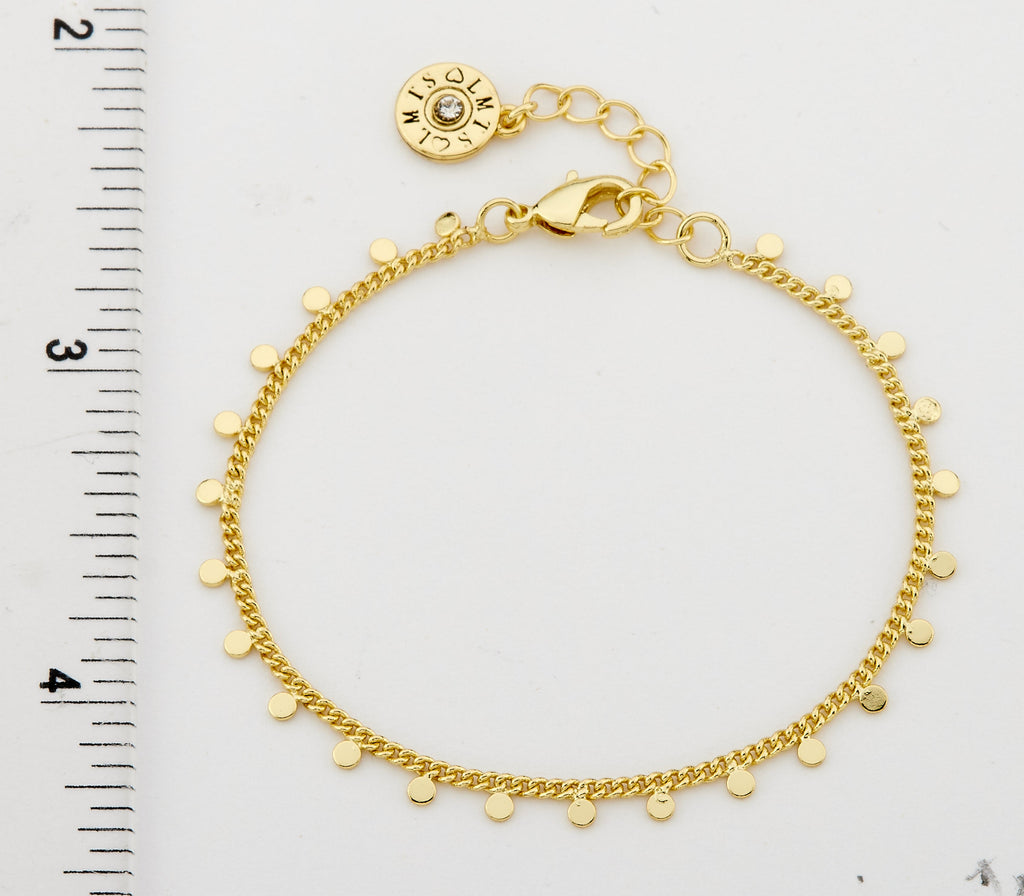 14K Gold Plated Link & Disc Dangles Bracelet