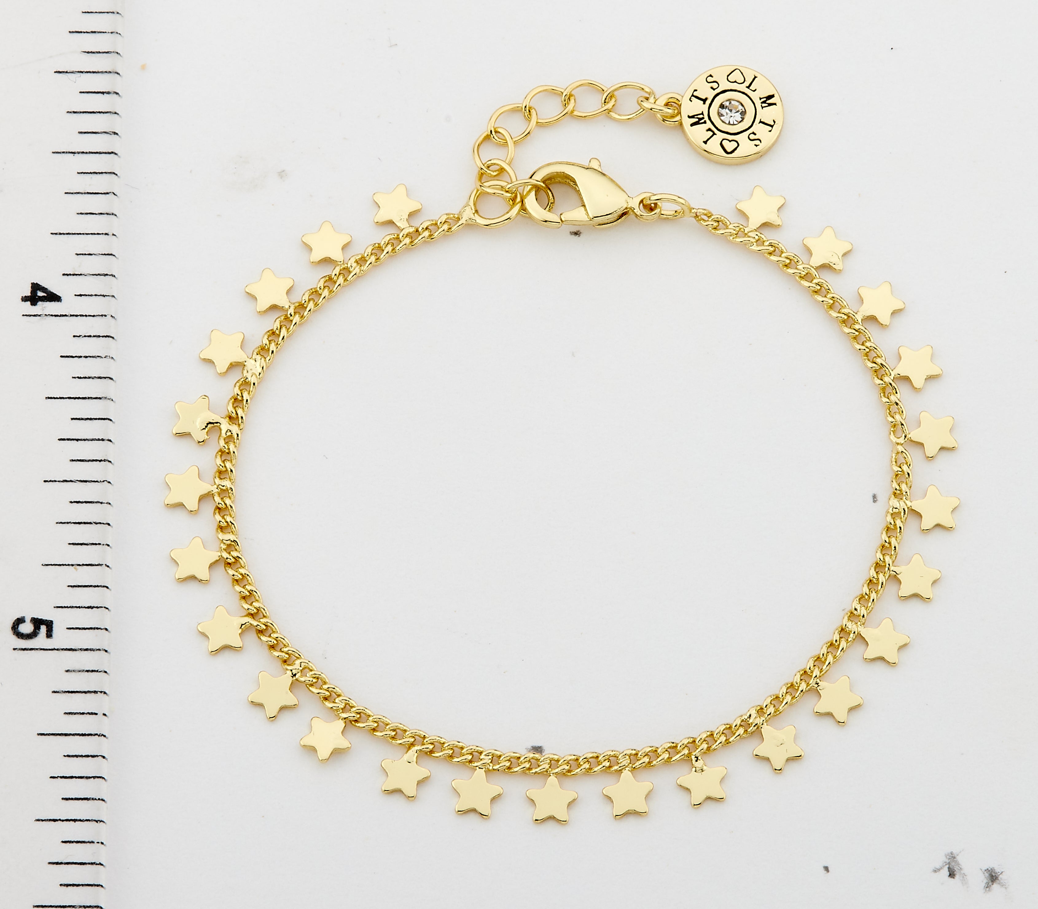 14K Gold Plated Link & Small Stars Dangles Bracelet