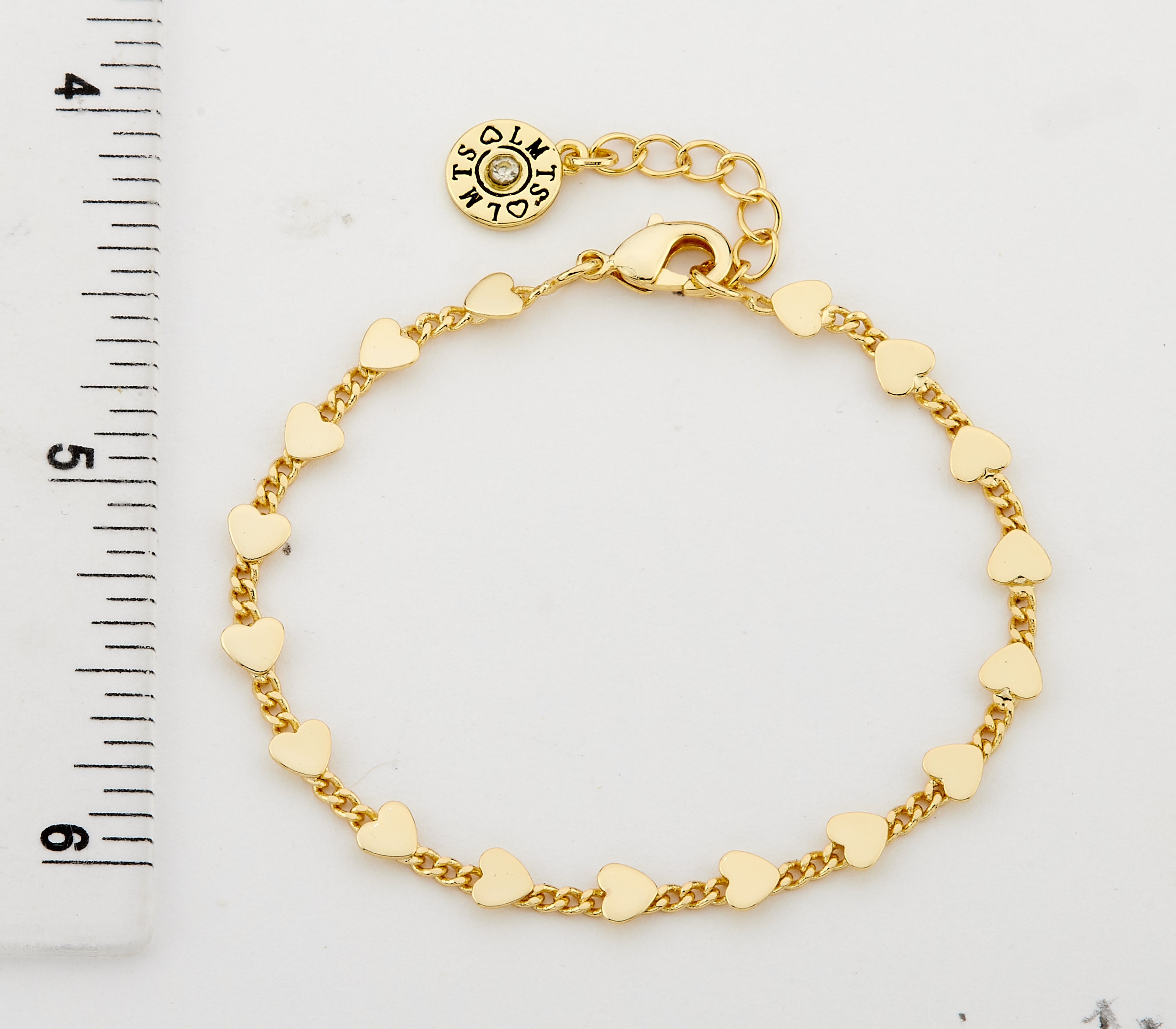 14K Gold Plated Hearts On Link  Bracelet