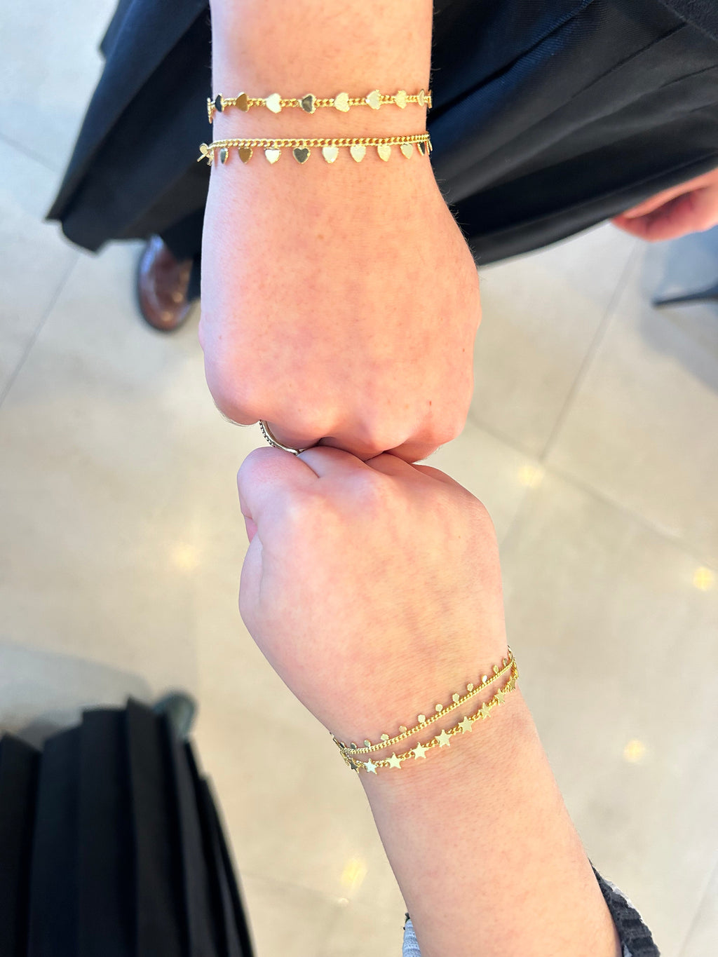 14K Gold Plated Hearts On Link  Bracelet