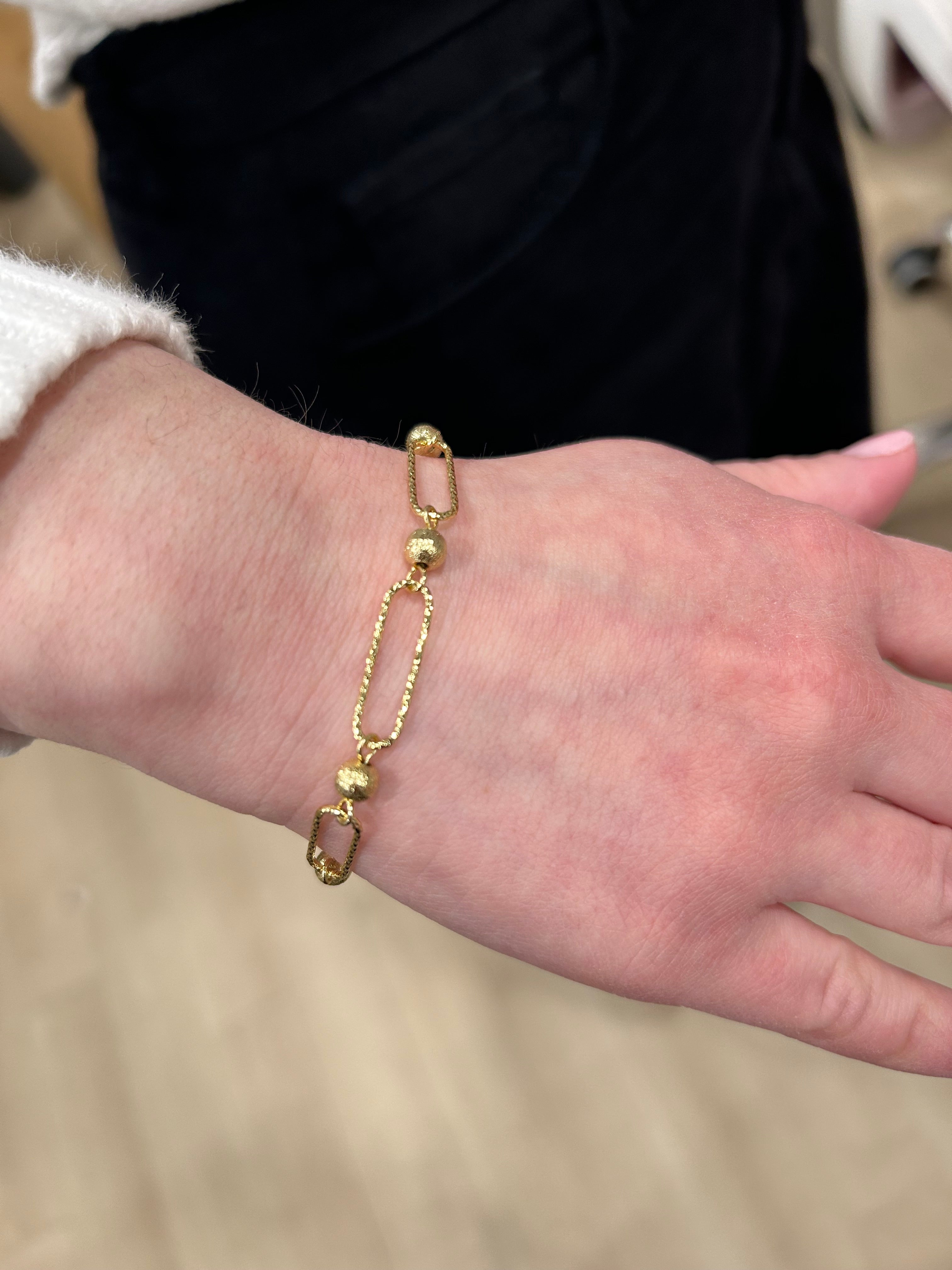 14K Gold Plated Links & Gold Balls Chain Bracelet