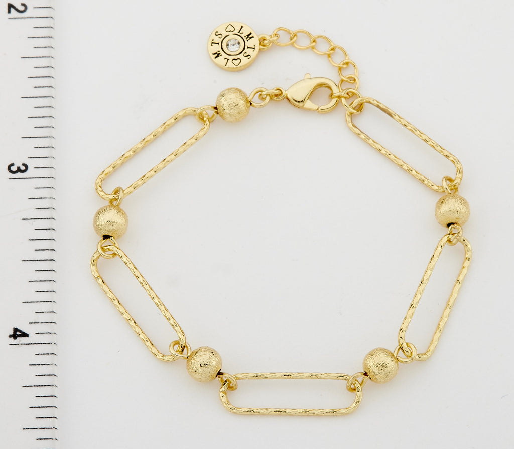 14K Gold Plated Links & Gold Balls Chain Bracelet