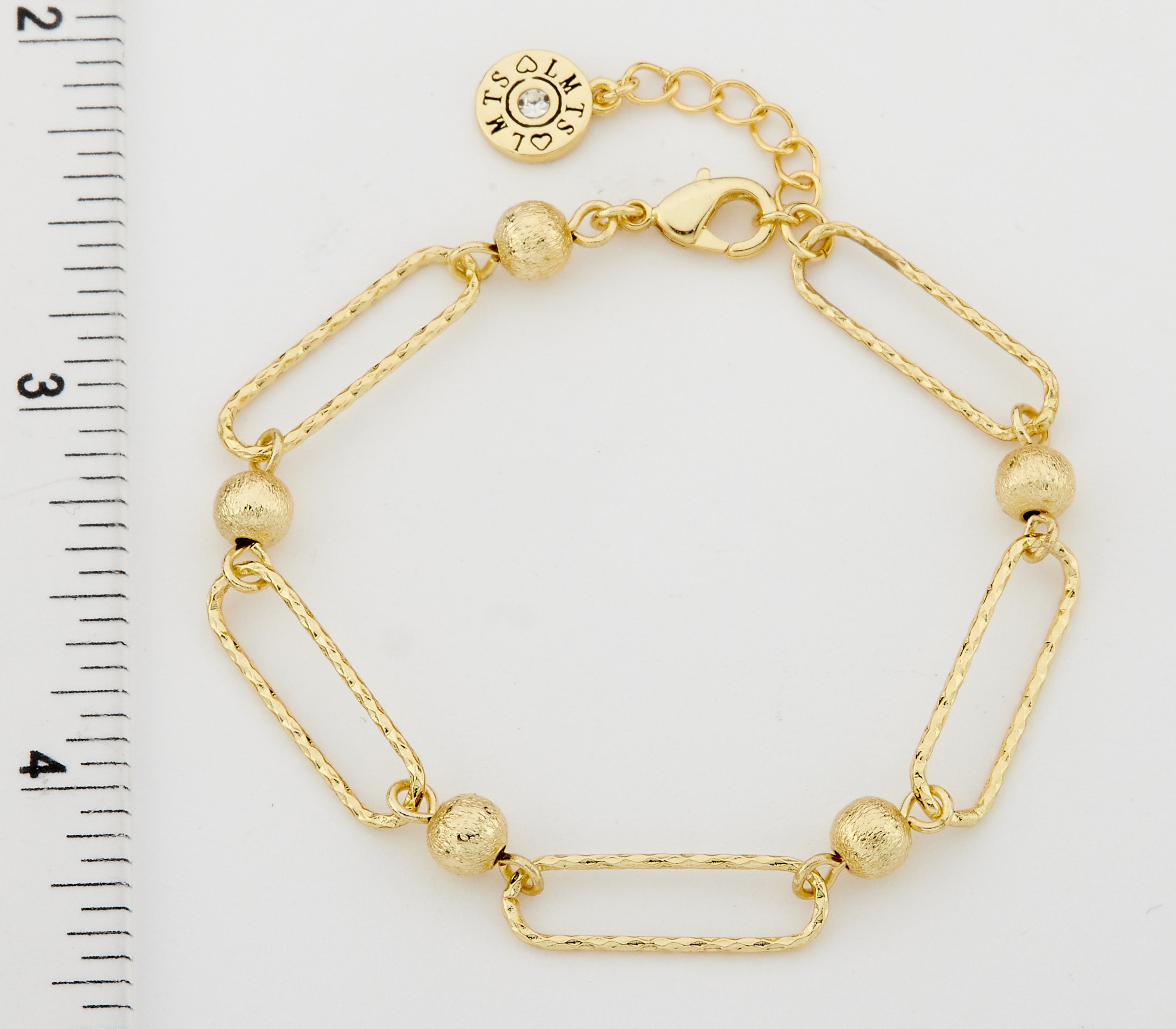 14K Gold Plated Links & Gold Balls Chain Bracelet